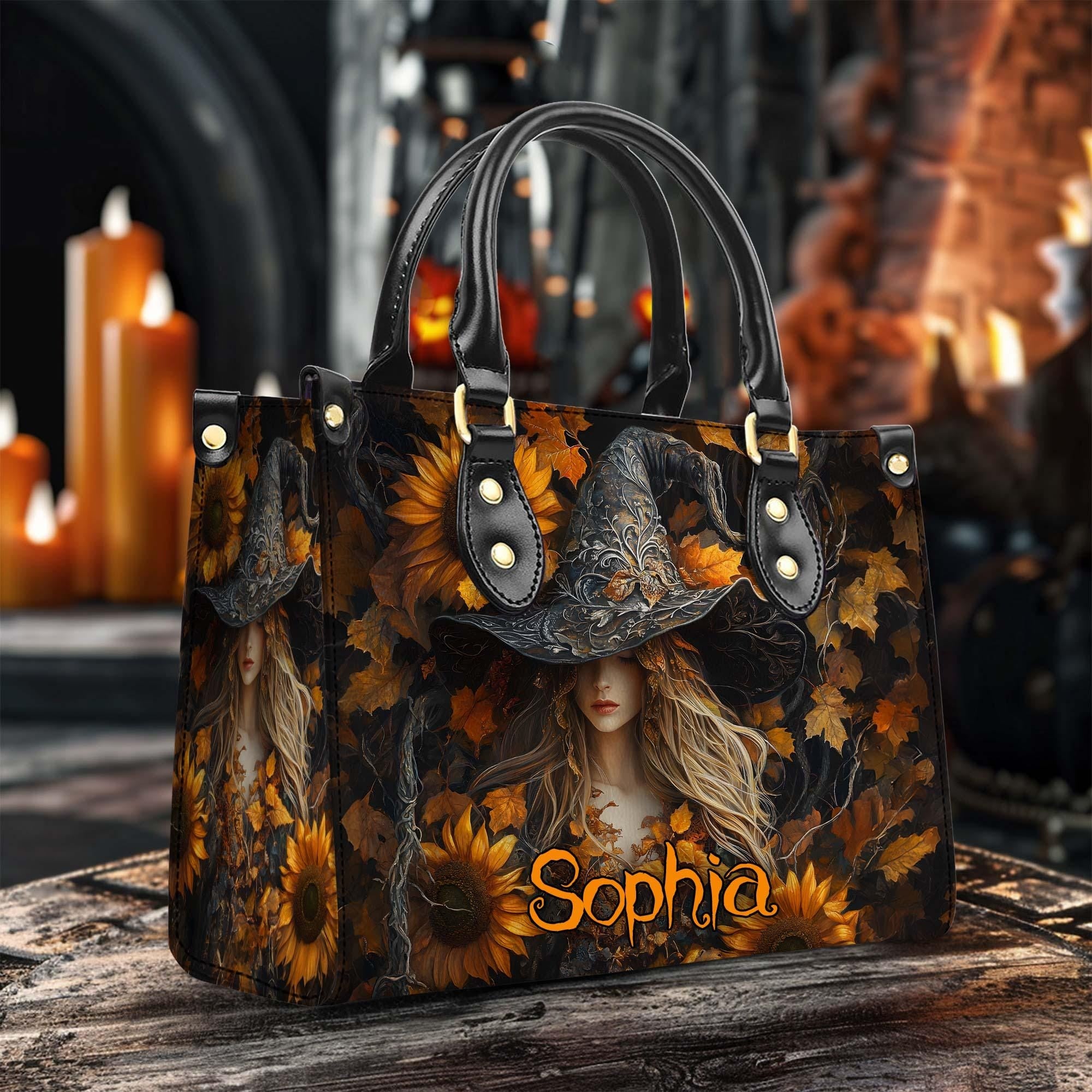 Personalized Salem Witch Print 3D Art Handbag With Handle & Wallet, Spooky Halloween Bags, Halloween Gift, Witchy Gothic Bags