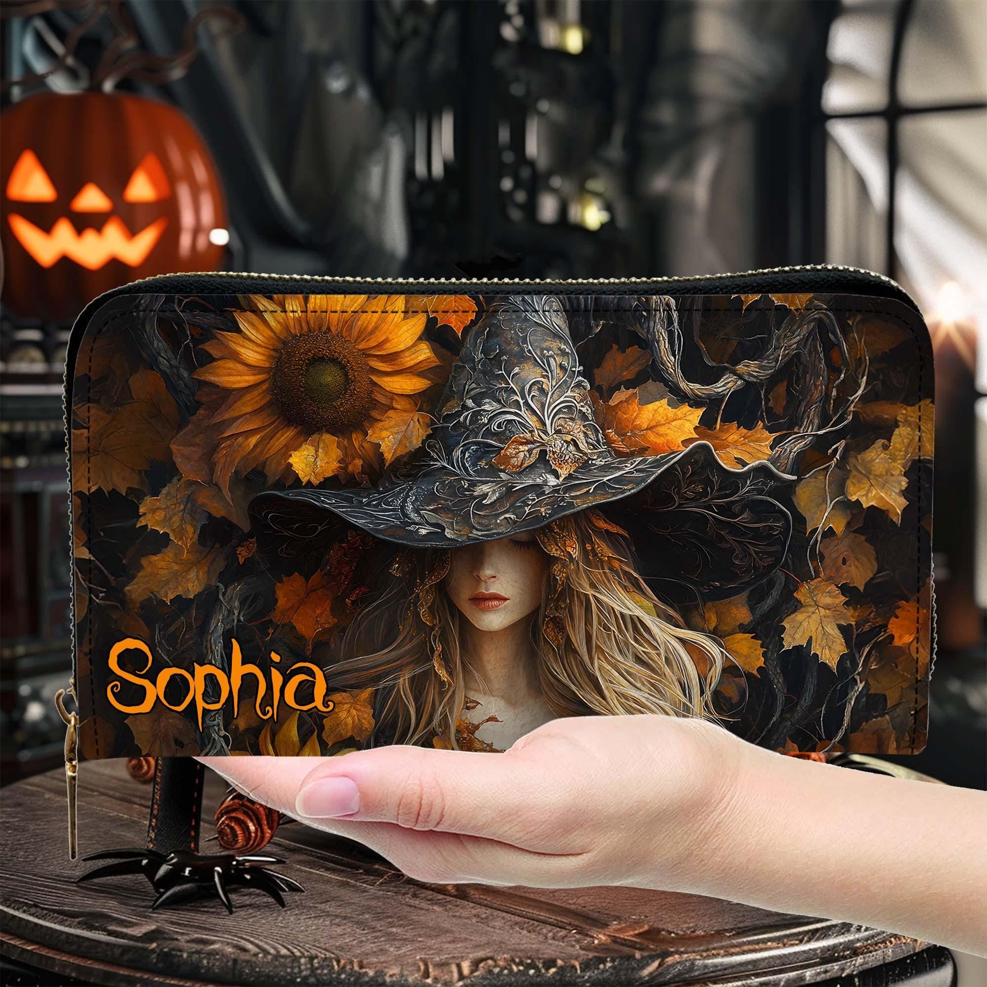 Personalized Salem Witch Print 3D Art Handbag With Handle & Wallet, Spooky Halloween Bags, Halloween Gift, Witchy Gothic Bags