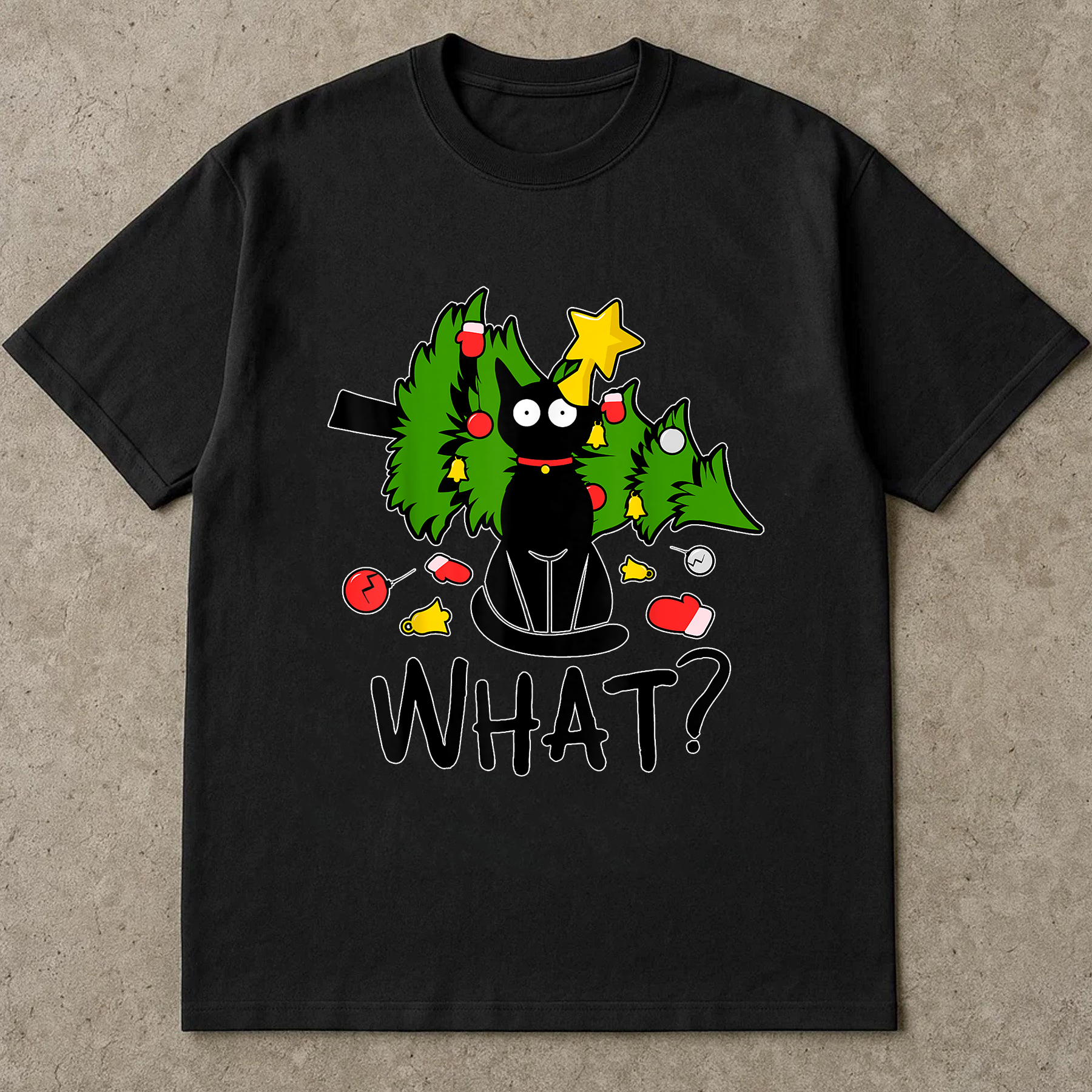 Black Cat Christmas Shirt, Funny Holiday Tee, Cat Tree Top, Festive Pet Lover Gift, Cute Kitty Xmas Outfit, Santa Season Shirt