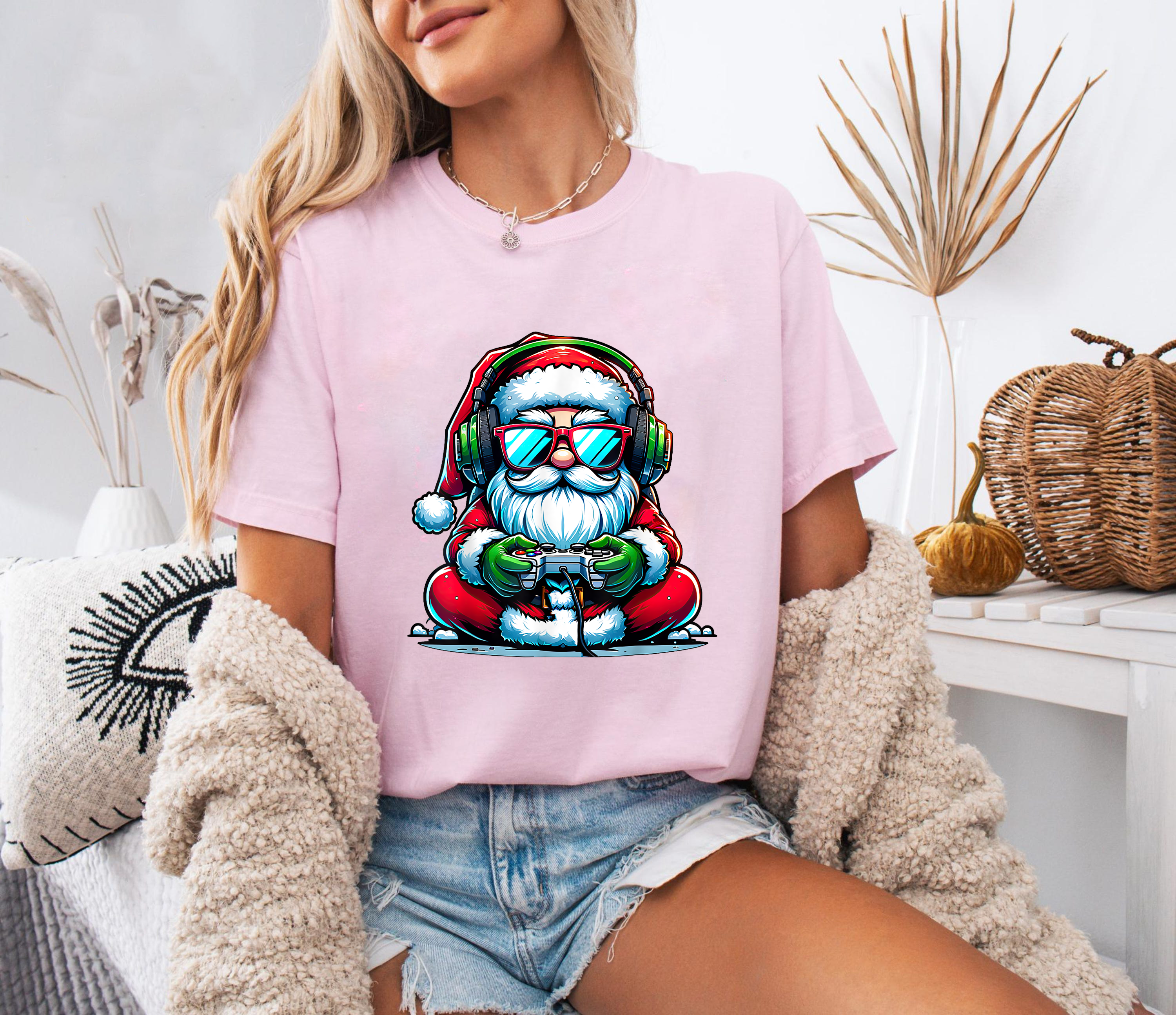 Gamer Santa Christmas Shirt, Funny Holiday Tee, Santa Playing Video Games Top, Festive Geek Gift, Cool Christmas Outfit
