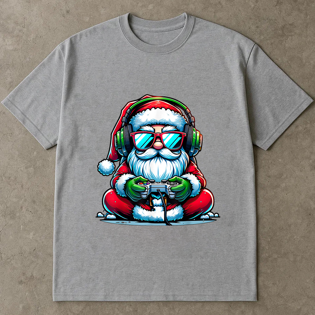 Gamer Santa Christmas Shirt, Funny Holiday Tee, Santa Playing Video Games Top, Festive Geek Gift, Cool Christmas Outfit