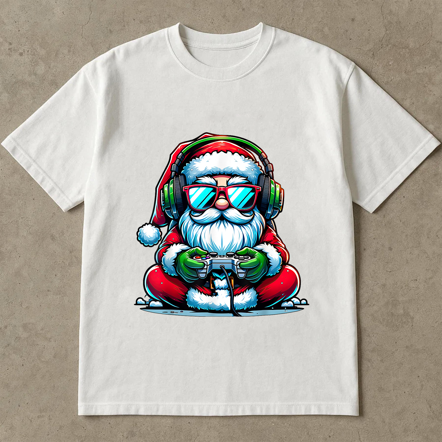 Gamer Santa Christmas Shirt, Funny Holiday Tee, Santa Playing Video Games Top, Festive Geek Gift, Cool Christmas Outfit