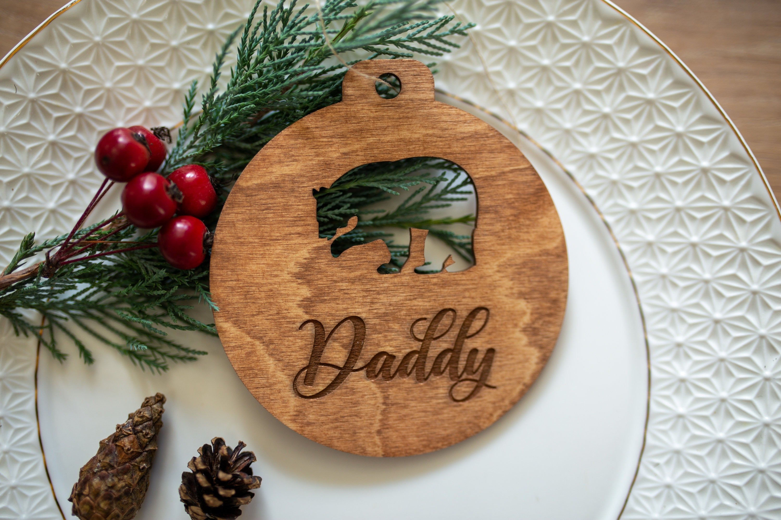 Personalized Wooden Christmas Ornament, Bulk Holiday Decor, Coworker Corporate Gifts, Name Tags