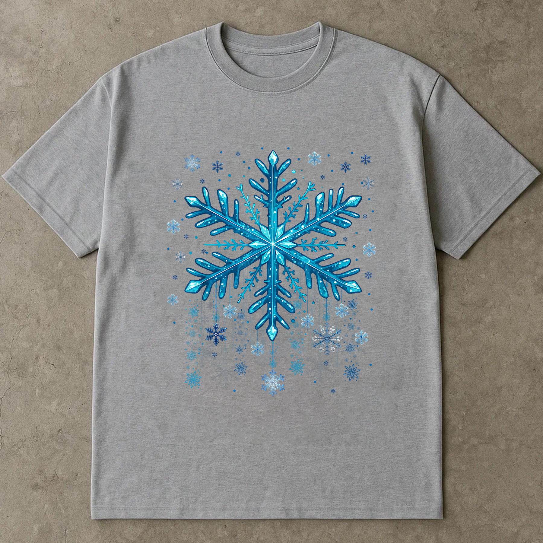 Blue Snowflake Christmas Shirt, Winter Holiday Tee, Icy Pattern Top, Festive Minimalist Outfit, Cozy Snow Season Gift Shirt