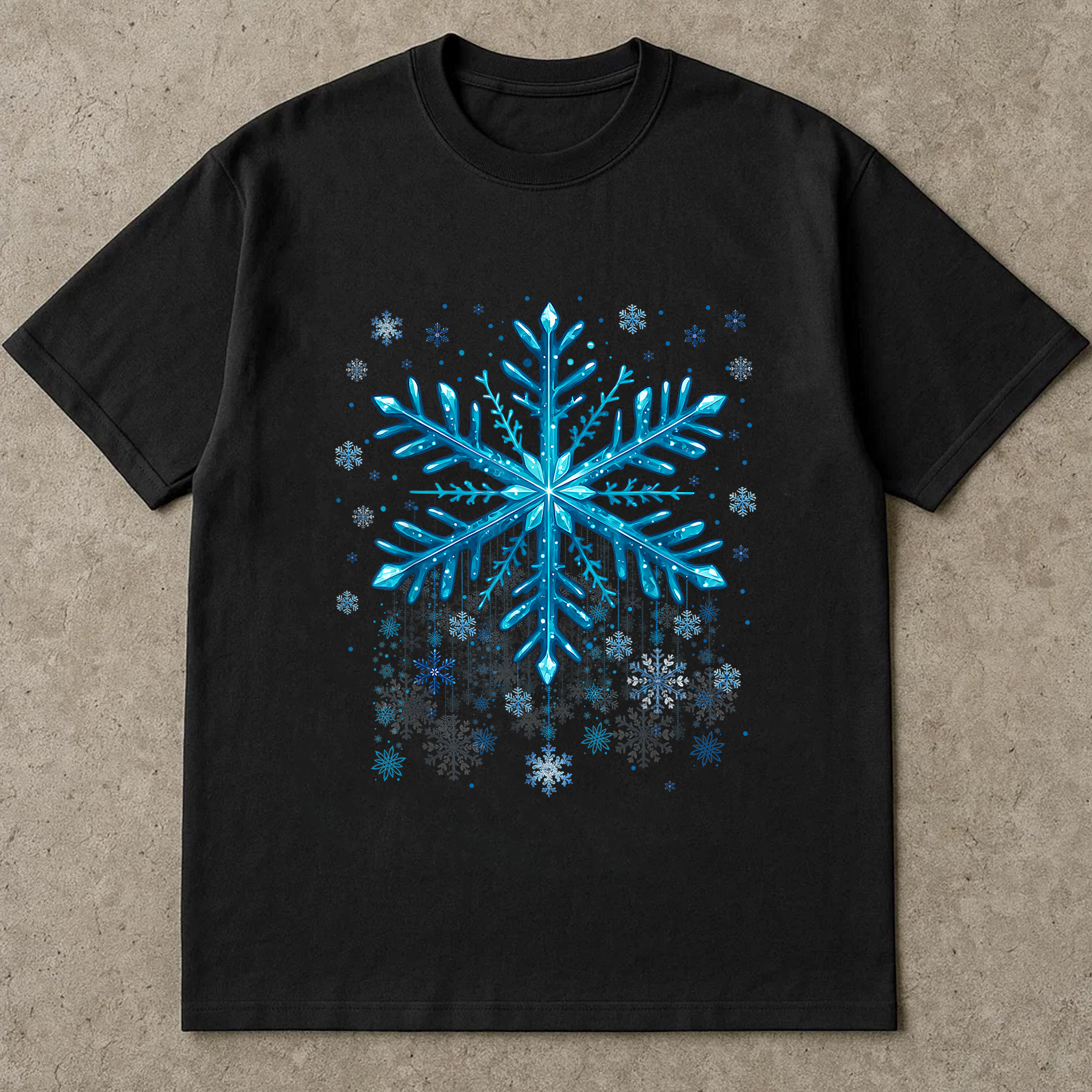 Blue Snowflake Christmas Shirt, Winter Holiday Tee, Icy Pattern Top, Festive Minimalist Outfit, Cozy Snow Season Gift Shirt