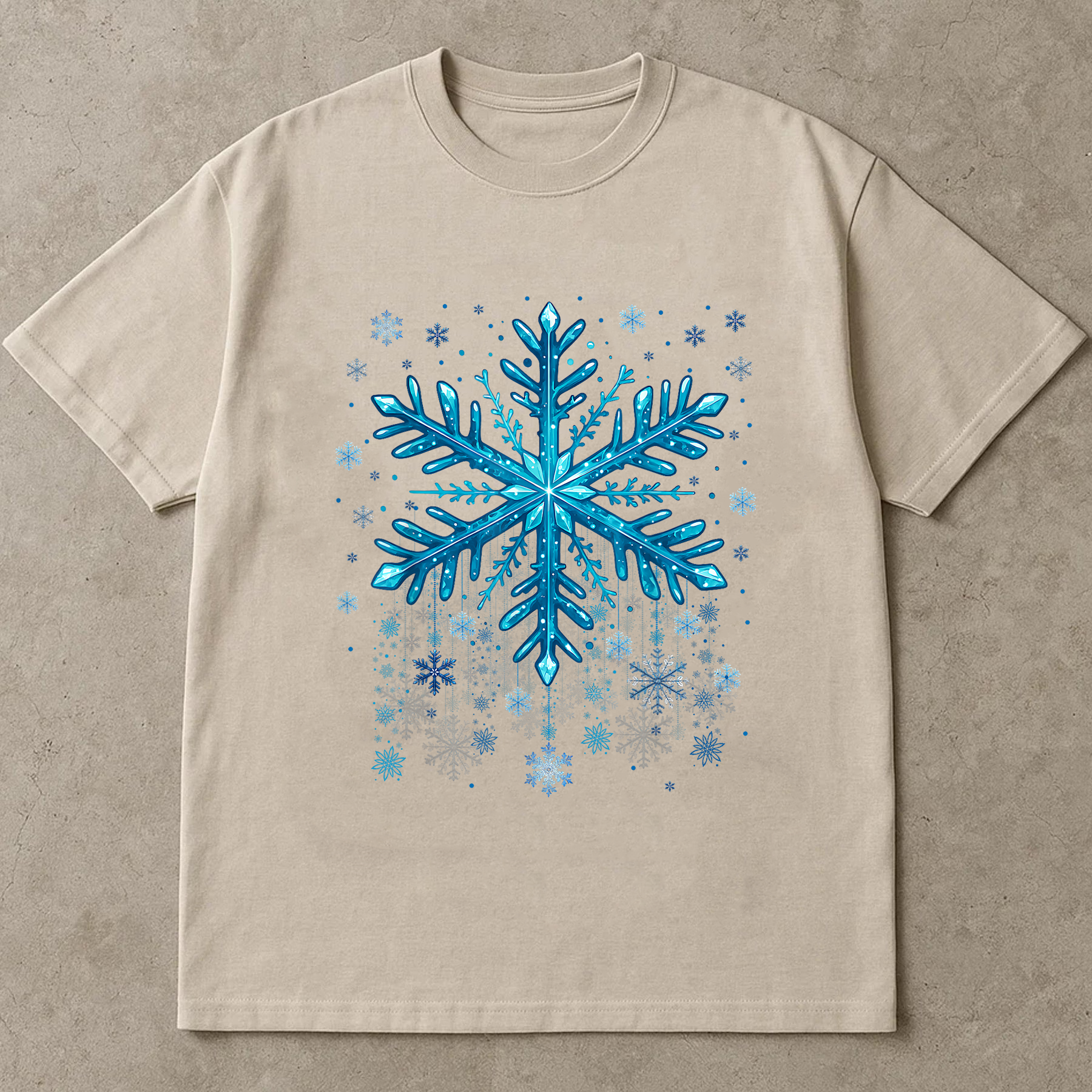 Blue Snowflake Christmas Shirt, Winter Holiday Tee, Icy Pattern Top, Festive Minimalist Outfit, Cozy Snow Season Gift Shirt