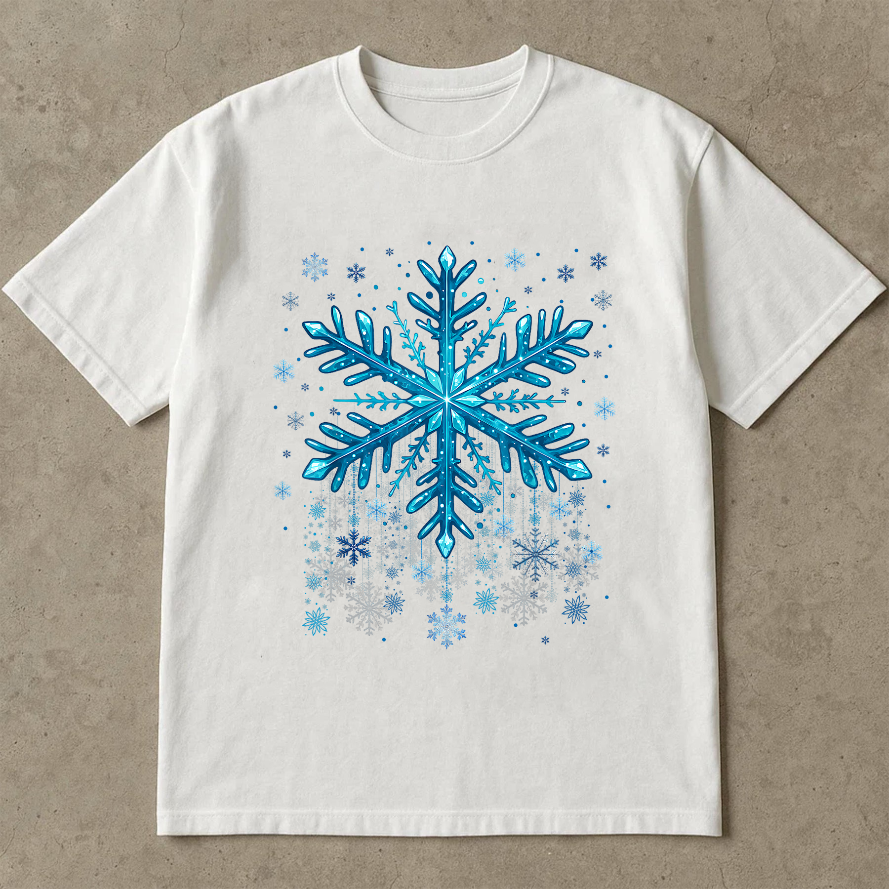 Blue Snowflake Christmas Shirt, Winter Holiday Tee, Icy Pattern Top, Festive Minimalist Outfit, Cozy Snow Season Gift Shirt