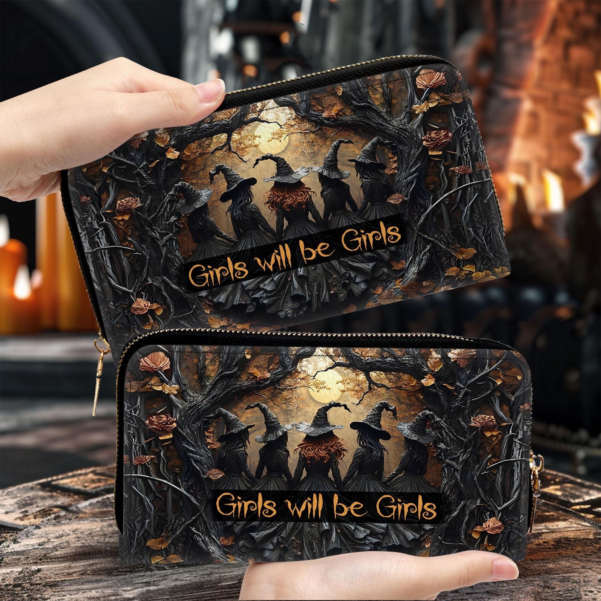 Personalized Salem Witches Girls Will Be Girls Handbag, Spooky Halloween Bags, Witchy Gothic Bags, Custom Gifts For Halloween