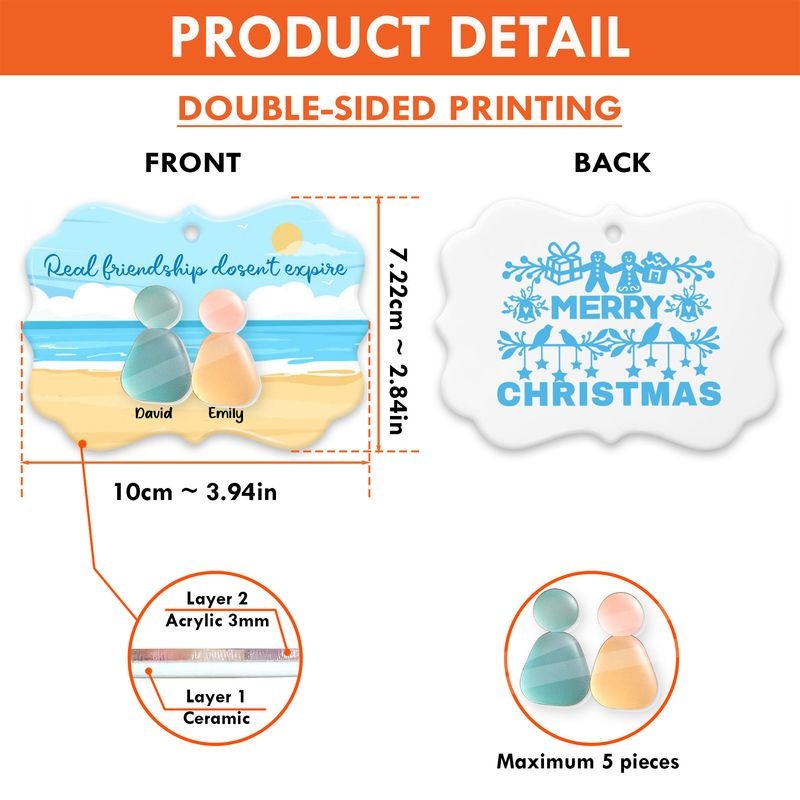 The Bitches Times Funny Ornament 2025, Custom Bestie Christmas Gift, Friendship Keepsake for Friends, Sea Glass Ceramic Ornament