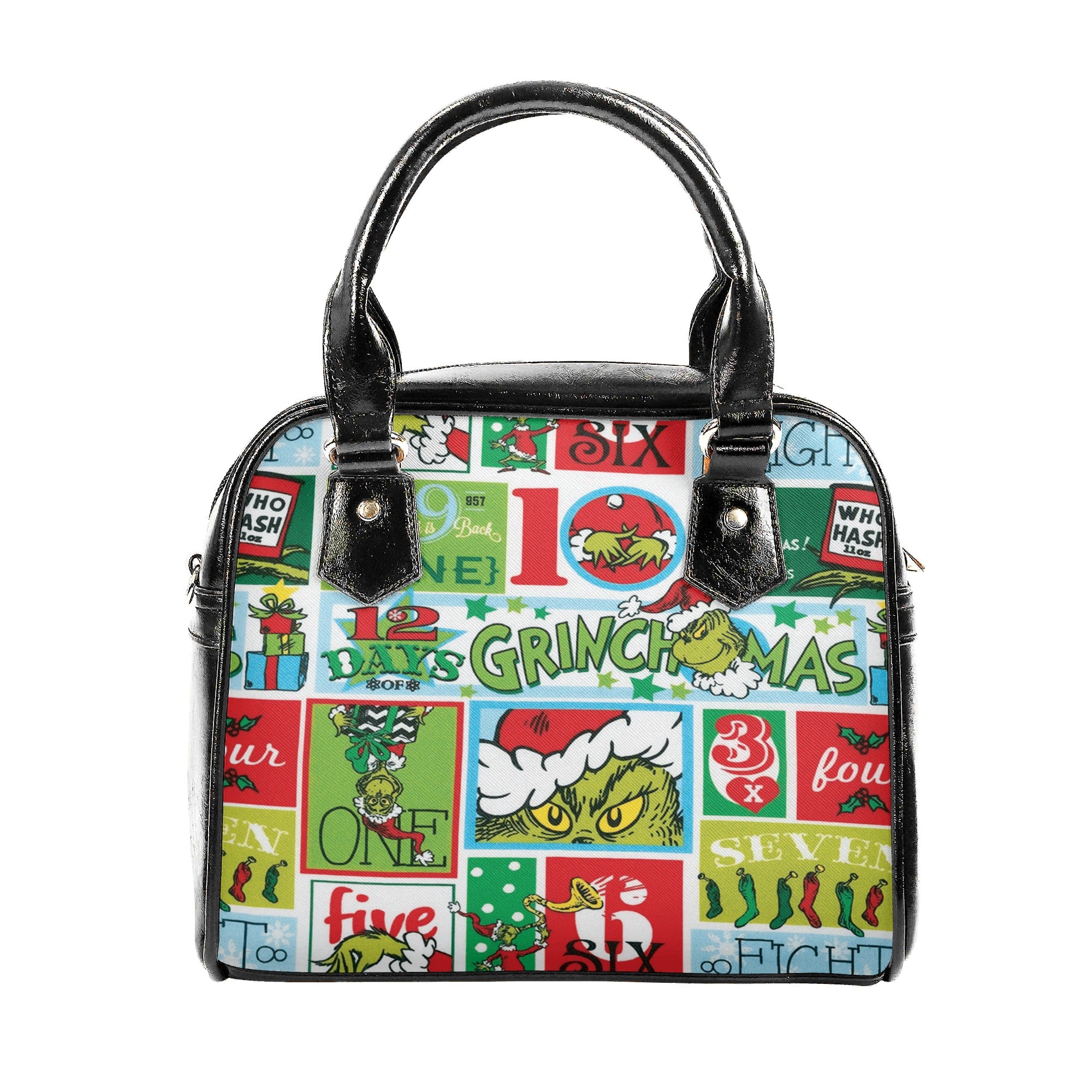 Retro Christmas Handbag, Vintage Holiday Tote, Festive Pattern Purse, Classic Christmas Shoulder Bag Gift