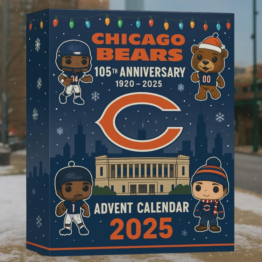 Chicago Bears Advent Calendar 2025, 105th Anniversary NFL Countdown Box, 24 Days Mini Figures Gift