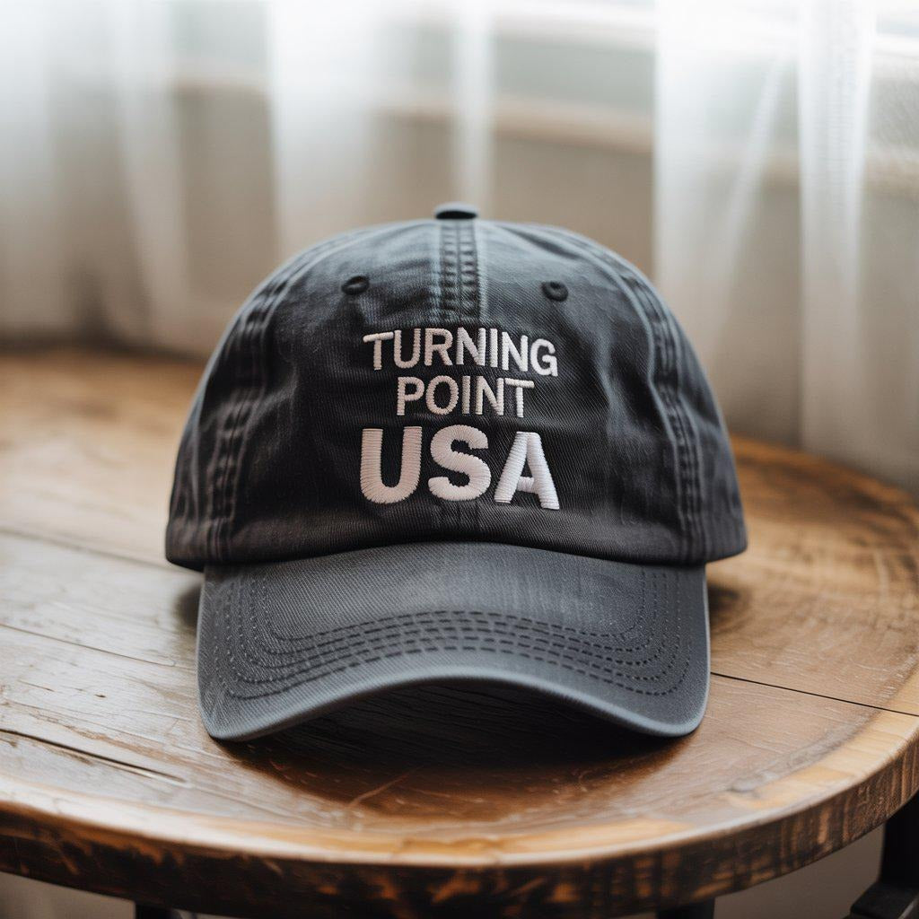 Embroidered Turning Point USA Washed Cap, Charlie Kirk Washed Cap, Republican, Politics, Rest in Peace, Embroidered Hat, Patriotic Hat, trucker hat, Freedom Cap