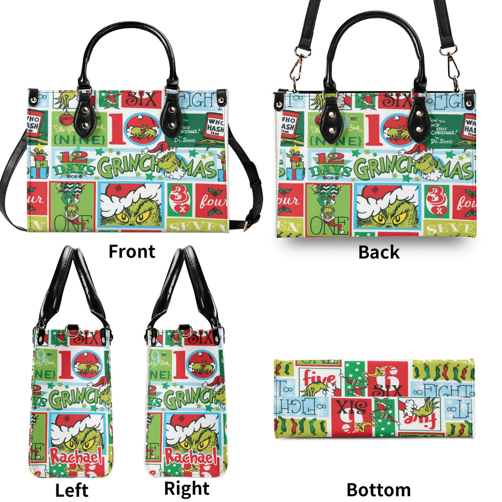 Retro Christmas Handbag, Vintage Holiday Tote, Festive Pattern Purse, Classic Christmas Shoulder Bag Gift