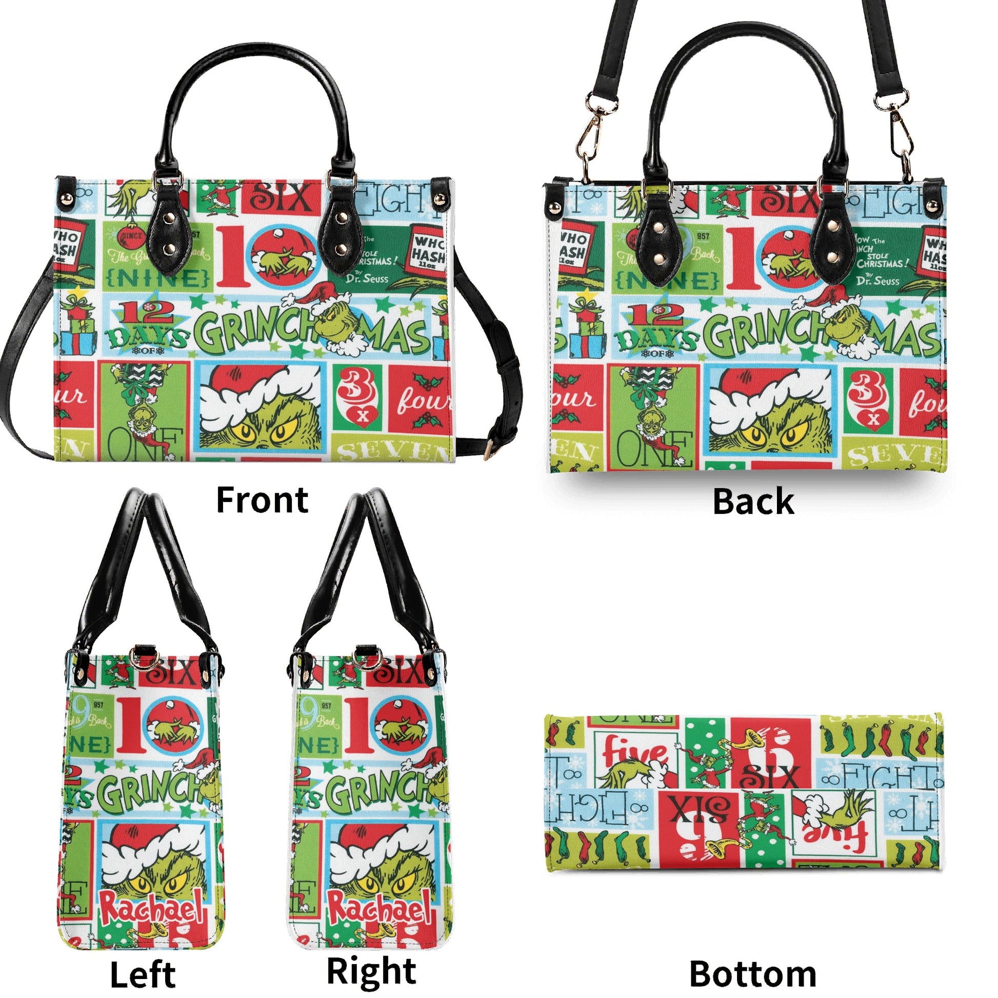 Retro Christmas Handbag, Vintage Holiday Tote, Festive Pattern Purse, Classic Christmas Shoulder Bag Gift