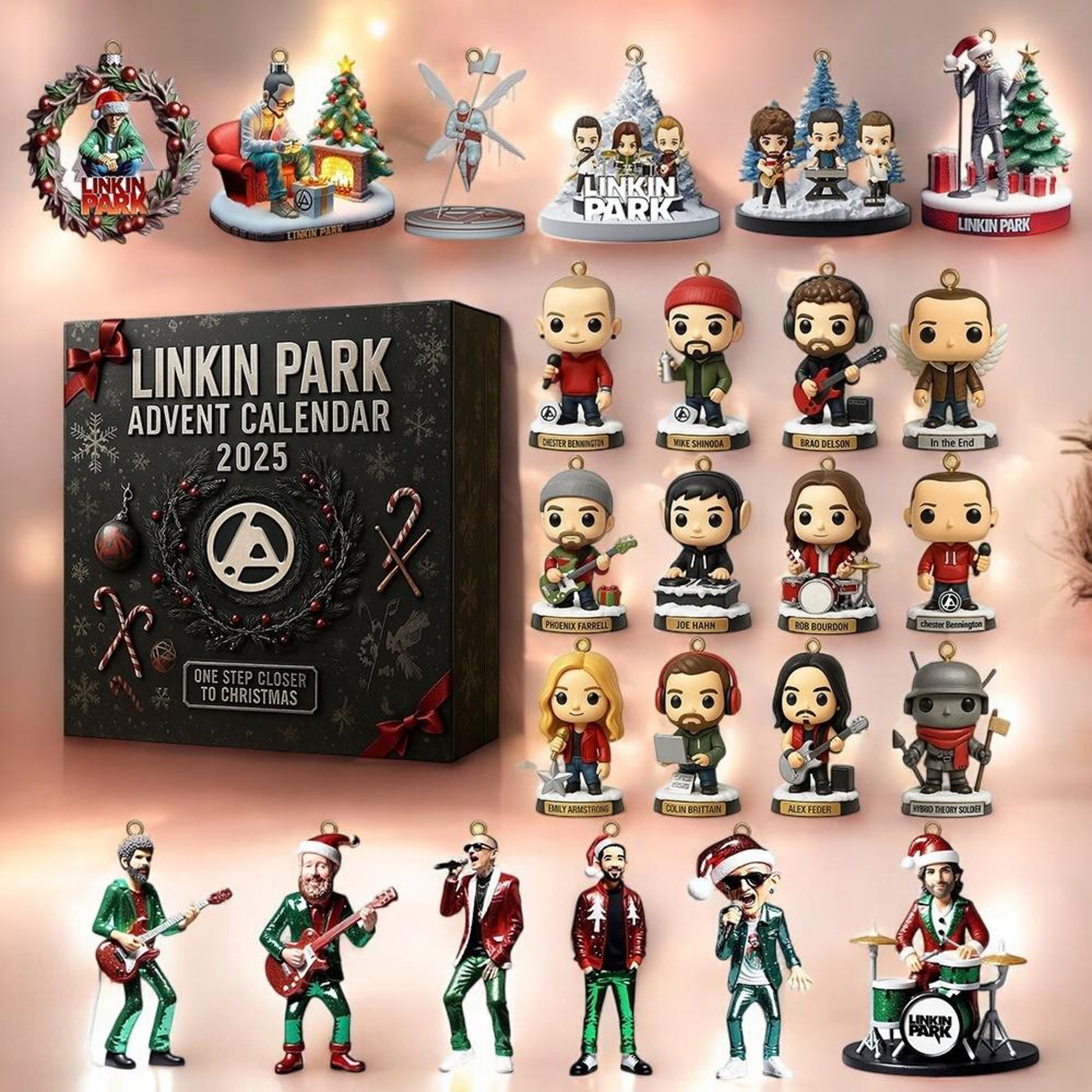 Linkin Park Advent Calendar 2025, Rock Band Mini Figures Christmas Gift, 24 Day Holiday Countdown Collectible Set
