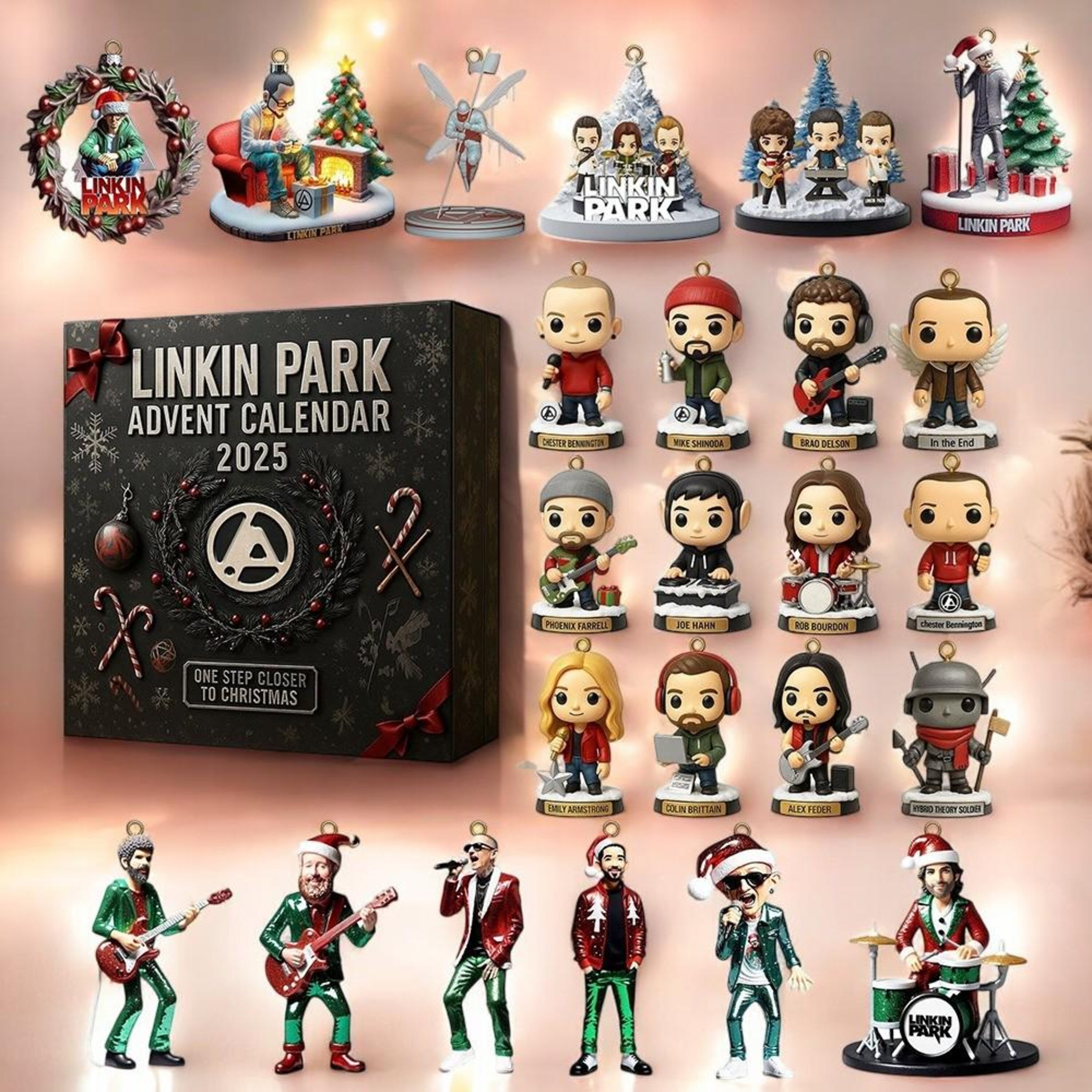 Linkin Park Advent Calendar 2025, Rock Band Mini Figures Christmas Gift, 24 Day Holiday Countdown Collectible Set
