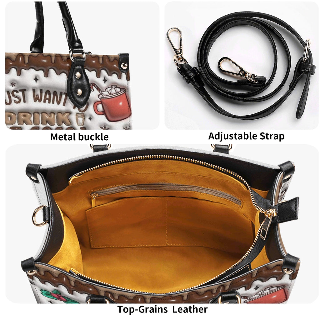 Hot Cocoa Christmas Handbag, Holiday Movies Tote Bag, Cute Gingerbread and Candy Print Purse, Festive Gift for Women