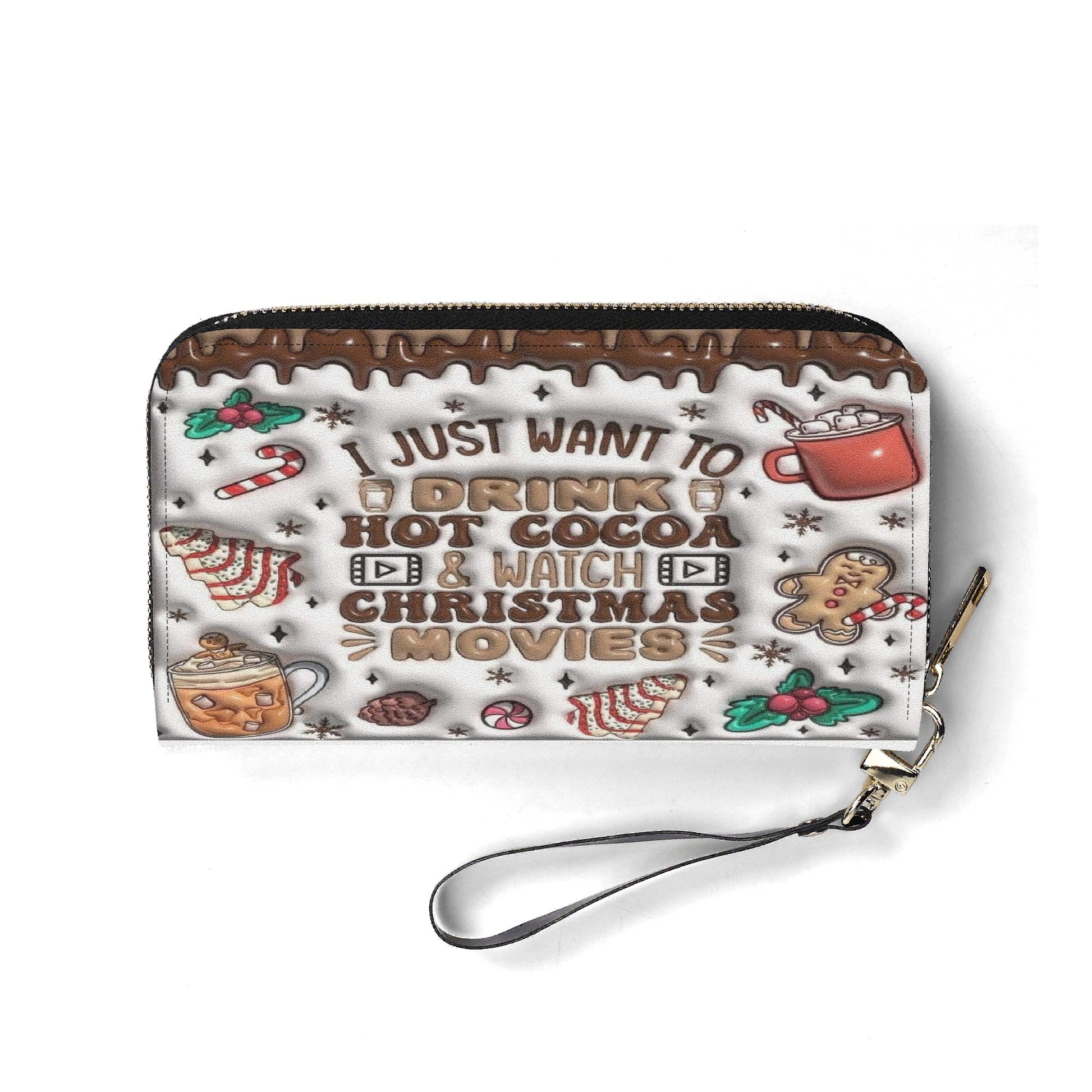 Hot Cocoa Christmas Handbag, Holiday Movies Tote Bag, Cute Gingerbread and Candy Print Purse, Festive Gift for Women