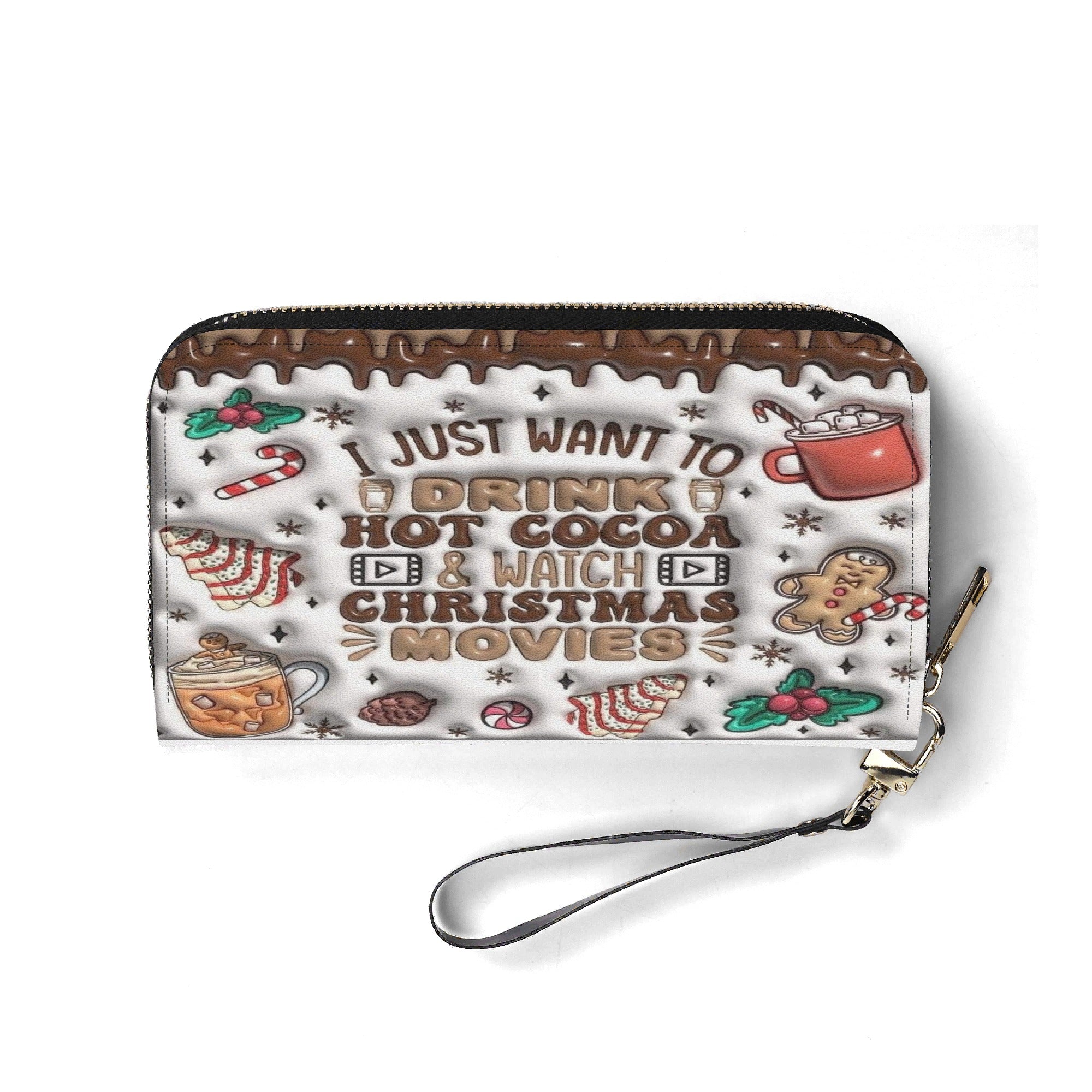 Hot Cocoa Christmas Handbag, Holiday Movies Tote Bag, Cute Gingerbread and Candy Print Purse, Festive Gift for Women