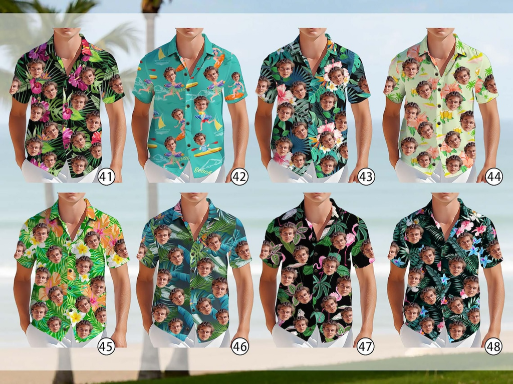 Custom Hawaiian Shirt with Photo – Personalized Face & Pet Print, Unisex Aloha Button-Up