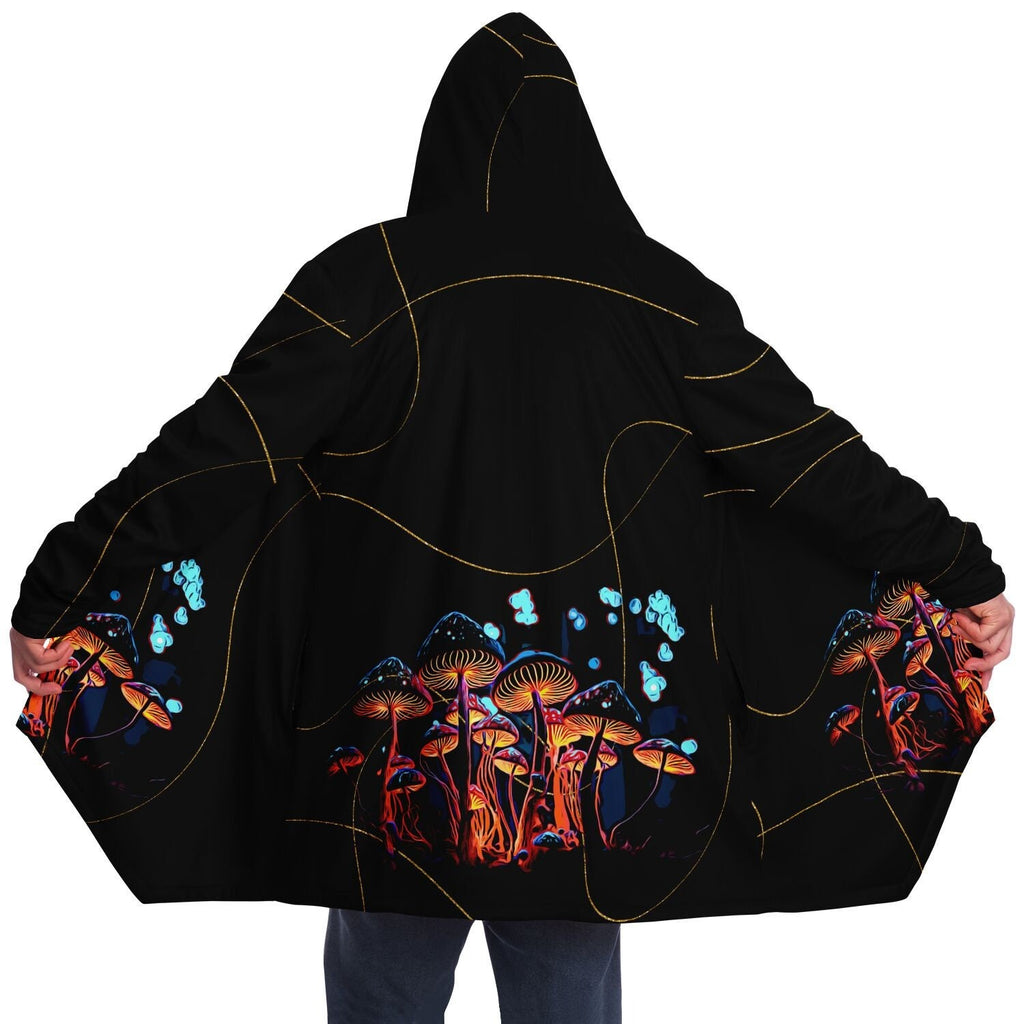 Mushroom Cloak rave cloak with hood and pockets cloak festival cloak, warm rave clothes, warm rave cloak, hooded rave cloak festival