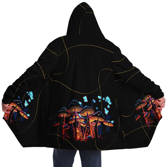 Mushroom Cloak rave cloak with hood and pockets cloak festival cloak, warm rave clothes, warm rave cloak, hooded rave cloak festival