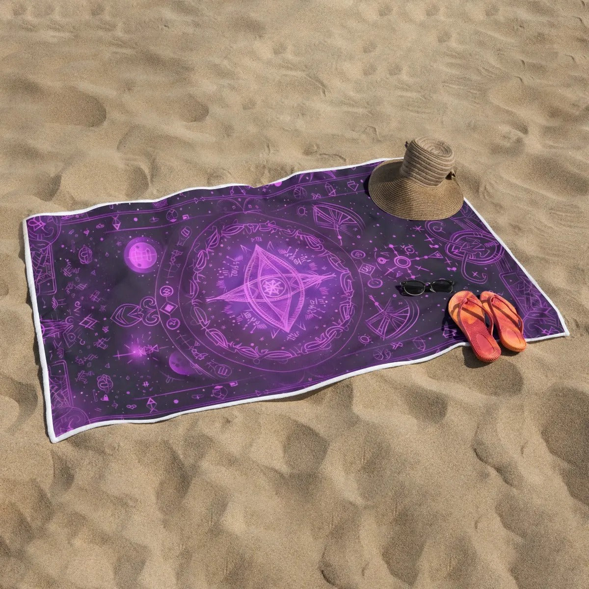 Mystical Fantasy Beach Towel – Cosmic Eye Design, Spiritual Beach Towel, Witchy Festival Towel, Psychedelic Magic Beachwear