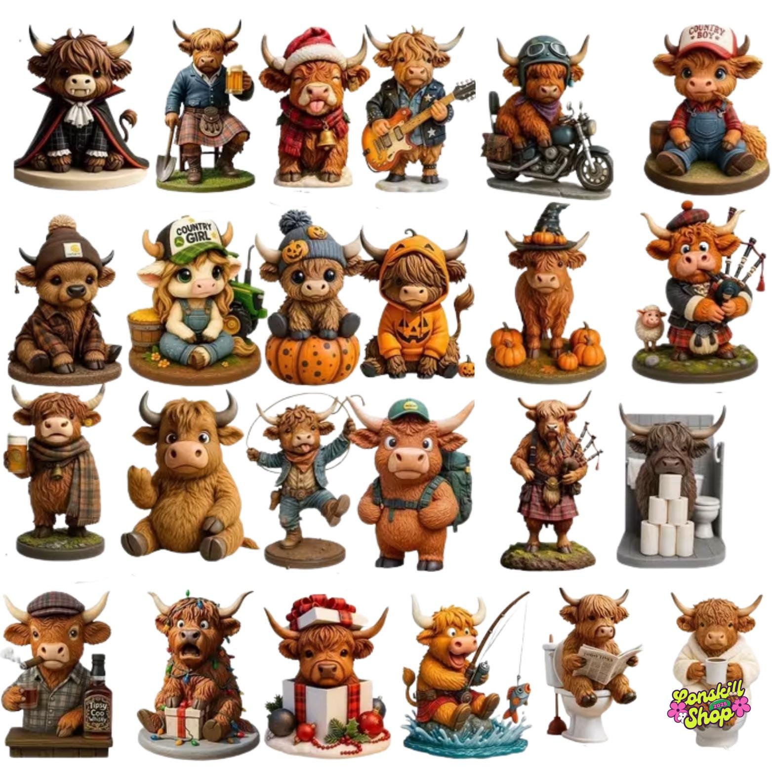 Highland Cow Advent Calendar 2025, Festive Farmhouse Countdown Gift