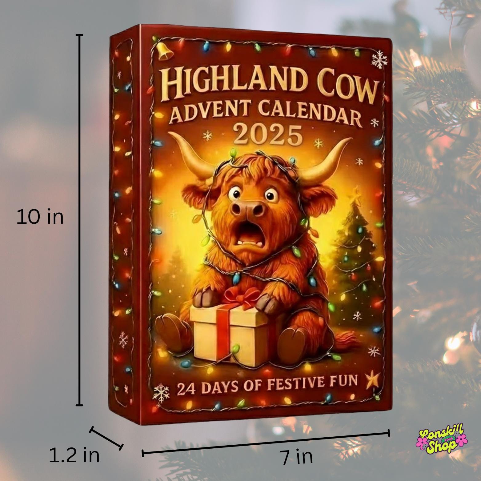 Highland Cow Advent Calendar 2025, Festive Farmhouse Countdown Gift