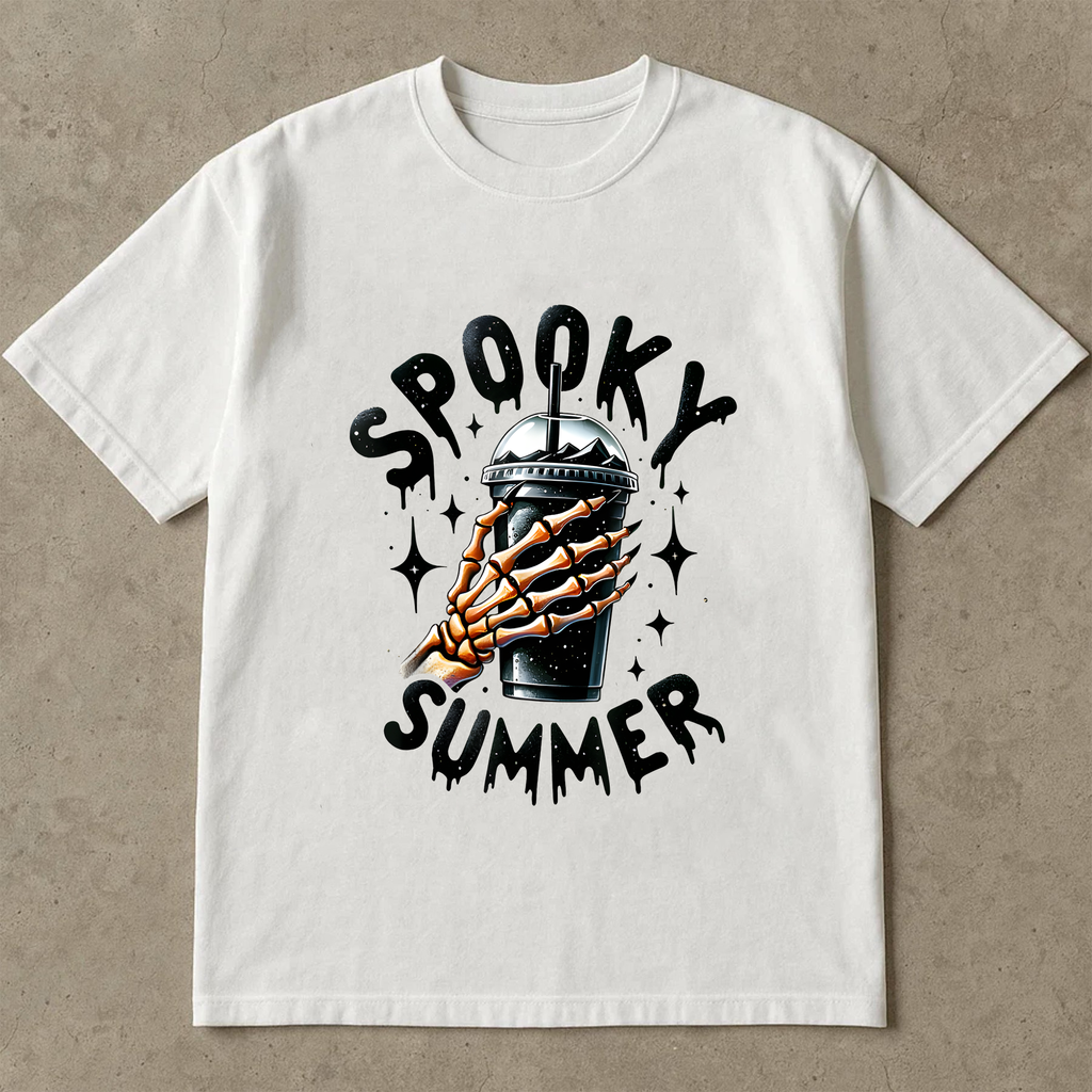 Spooky Summer Shirt, Coffee Skeleton Summer Shirt, Vacation Hawaii Beach T-Shirt