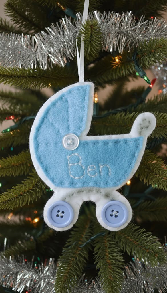 Personalized Buggy Stroller Ornament, Baby Fabric Ornament, Custom Name Keepsake, Handmade Ornament, Holiday Keepsake Gift