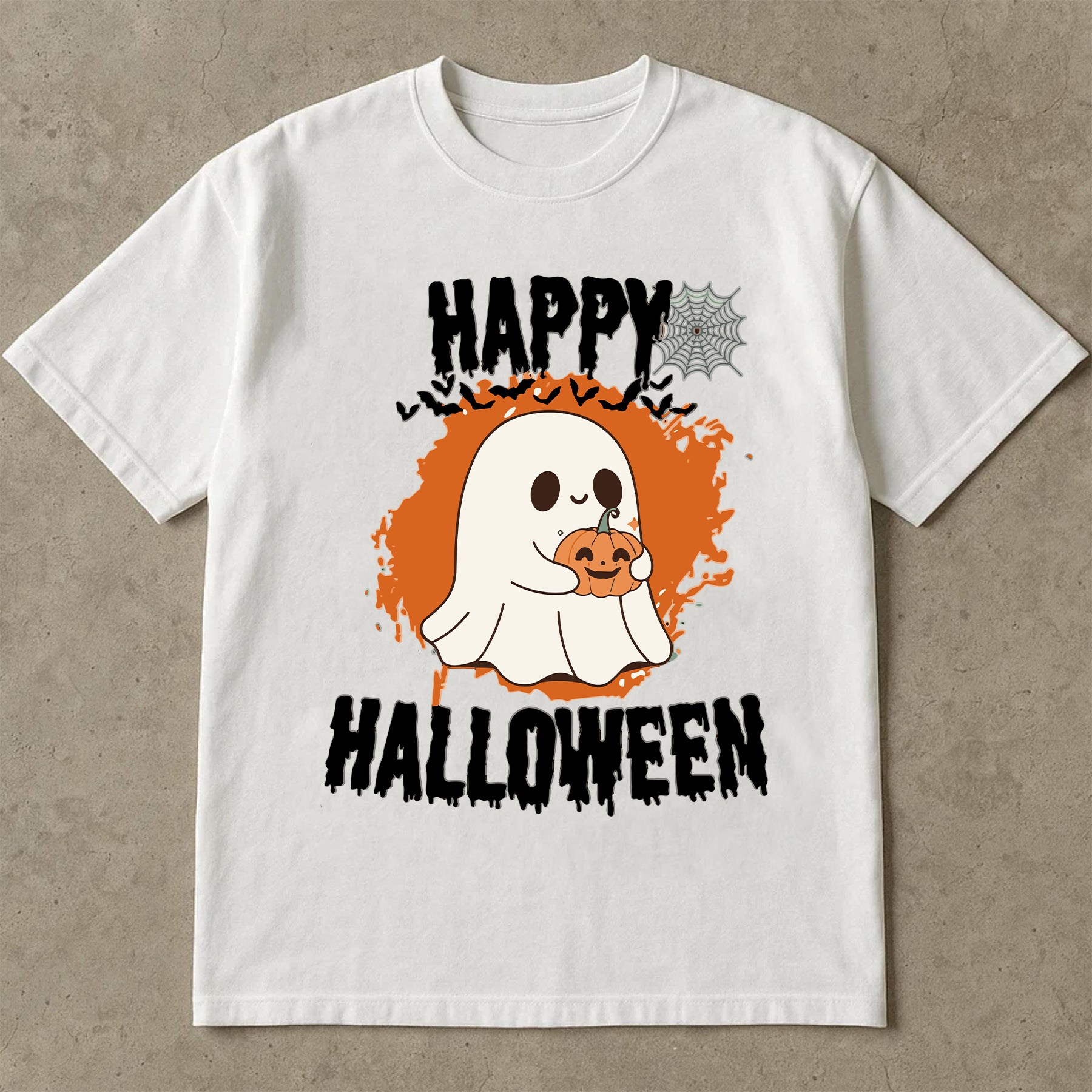 Cute Ghost Halloween Shirt, Happy Halloween Ghost Holding Pumpkin Tee, Spooky Season Fall Shirt, Kawaii Halloween T-Shirt Unisex