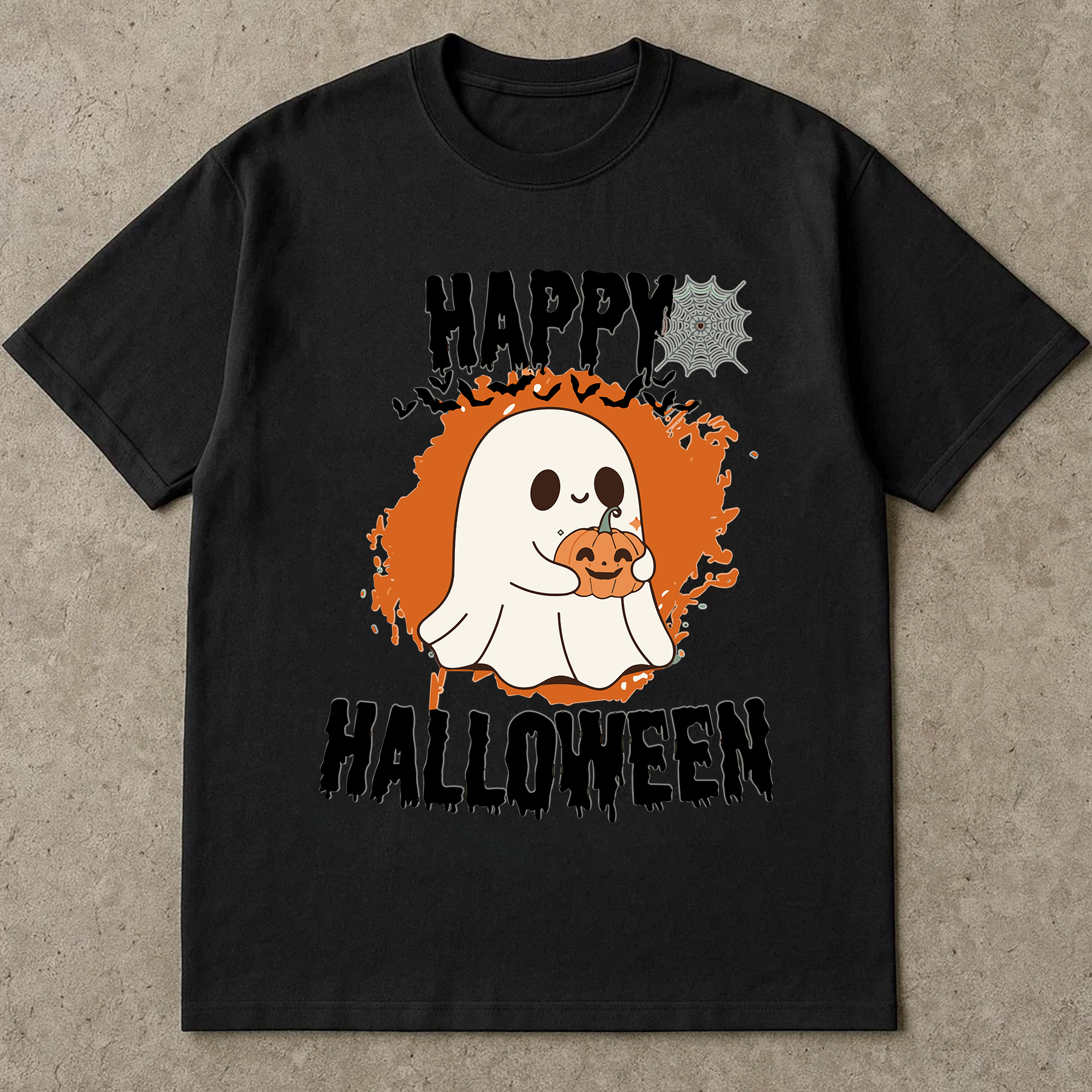 Cute Ghost Halloween Shirt, Happy Halloween Ghost Holding Pumpkin Tee, Spooky Season Fall Shirt, Kawaii Halloween T-Shirt Unisex