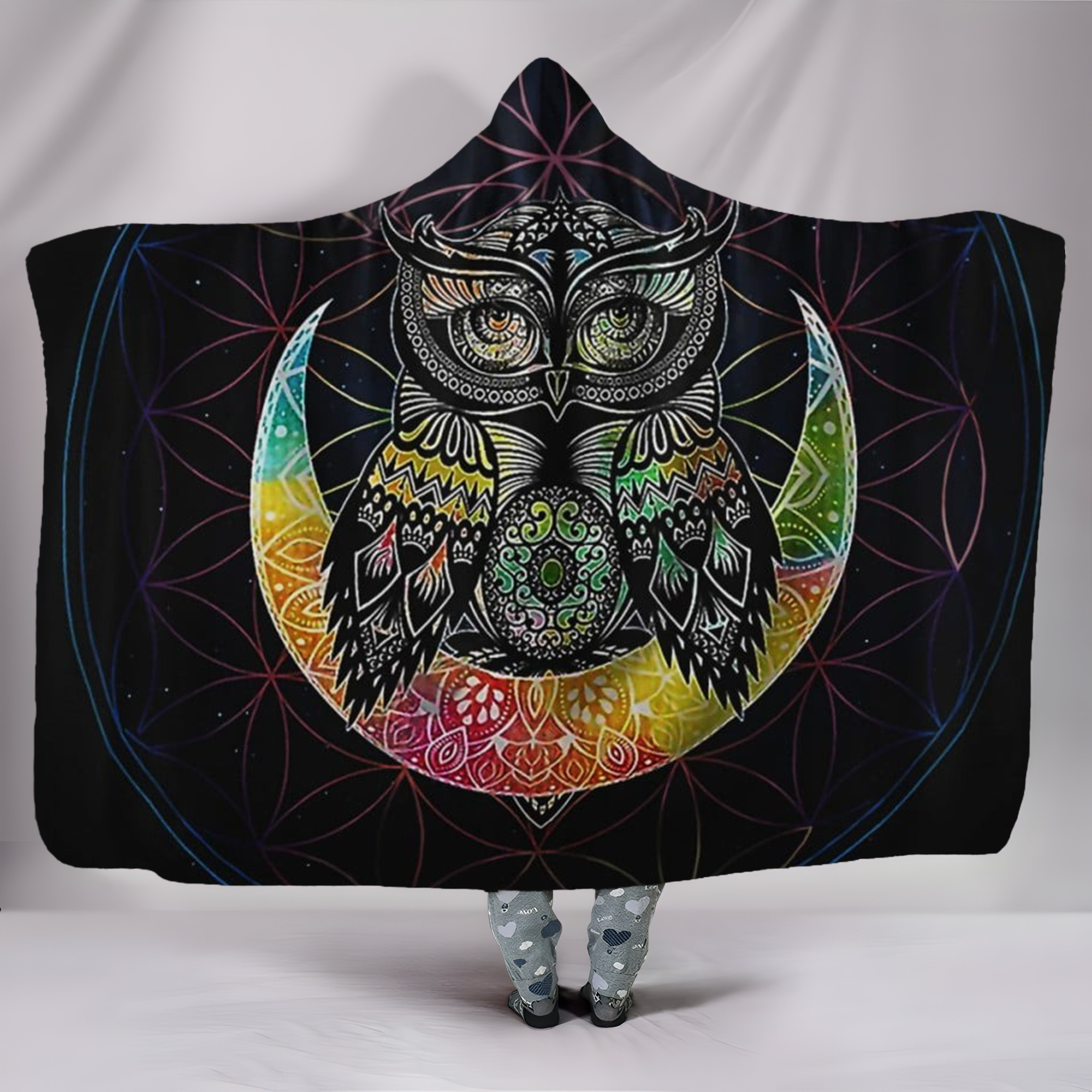 Viking Hooded Blanket Norse Mythology Sherpa Fleece Throw with Vegvisir Rune Symbol, Cozy Warrior Cloak Cape for Men Women, Nordic Gift Idea Blanket. BLKAC36