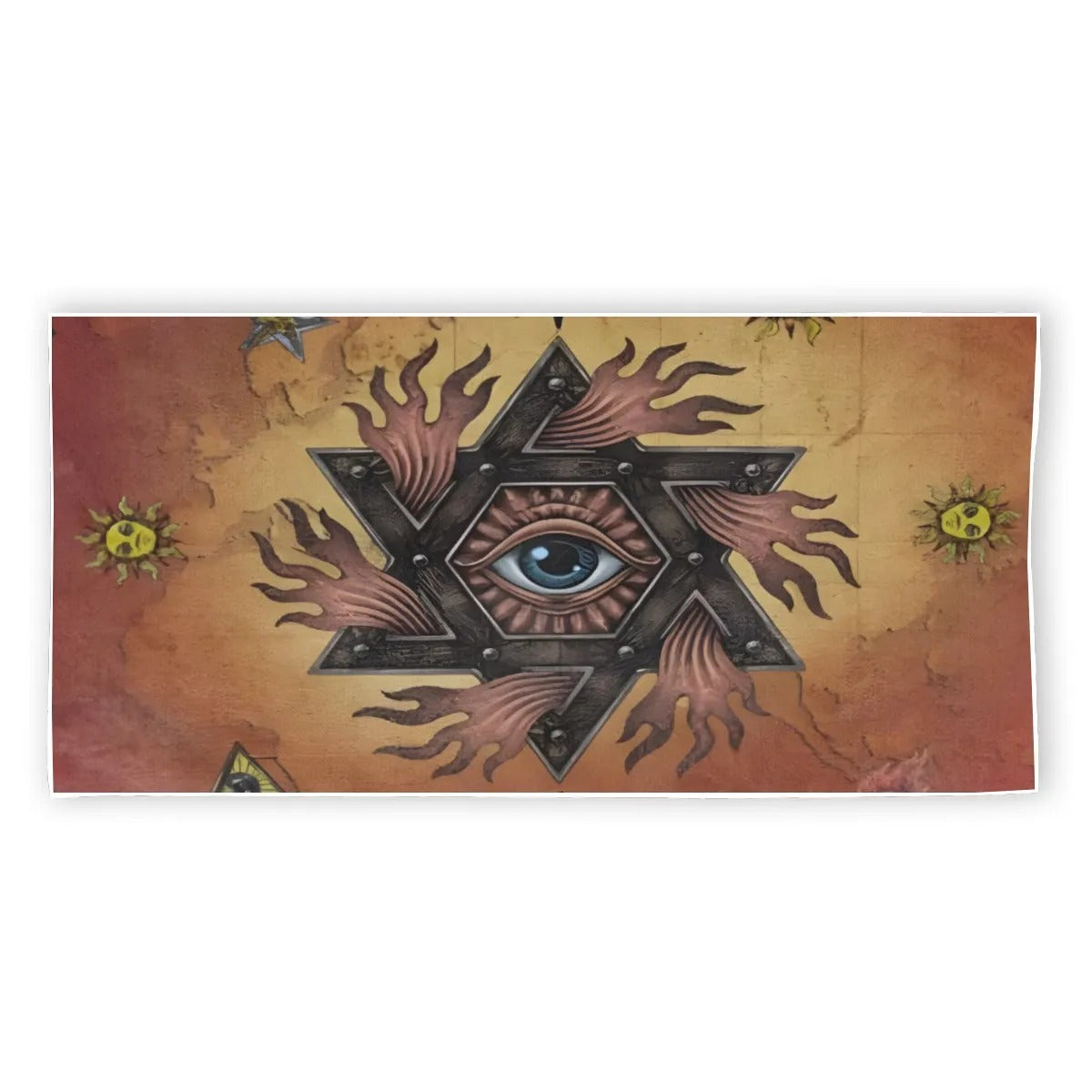 Mystic Eye Mandala Beach Towel, Sacred Geometry Spiritual Tapestry Towel, Esoteric Visionary Art Pool & Yoga Mat, Boho Summer Decor