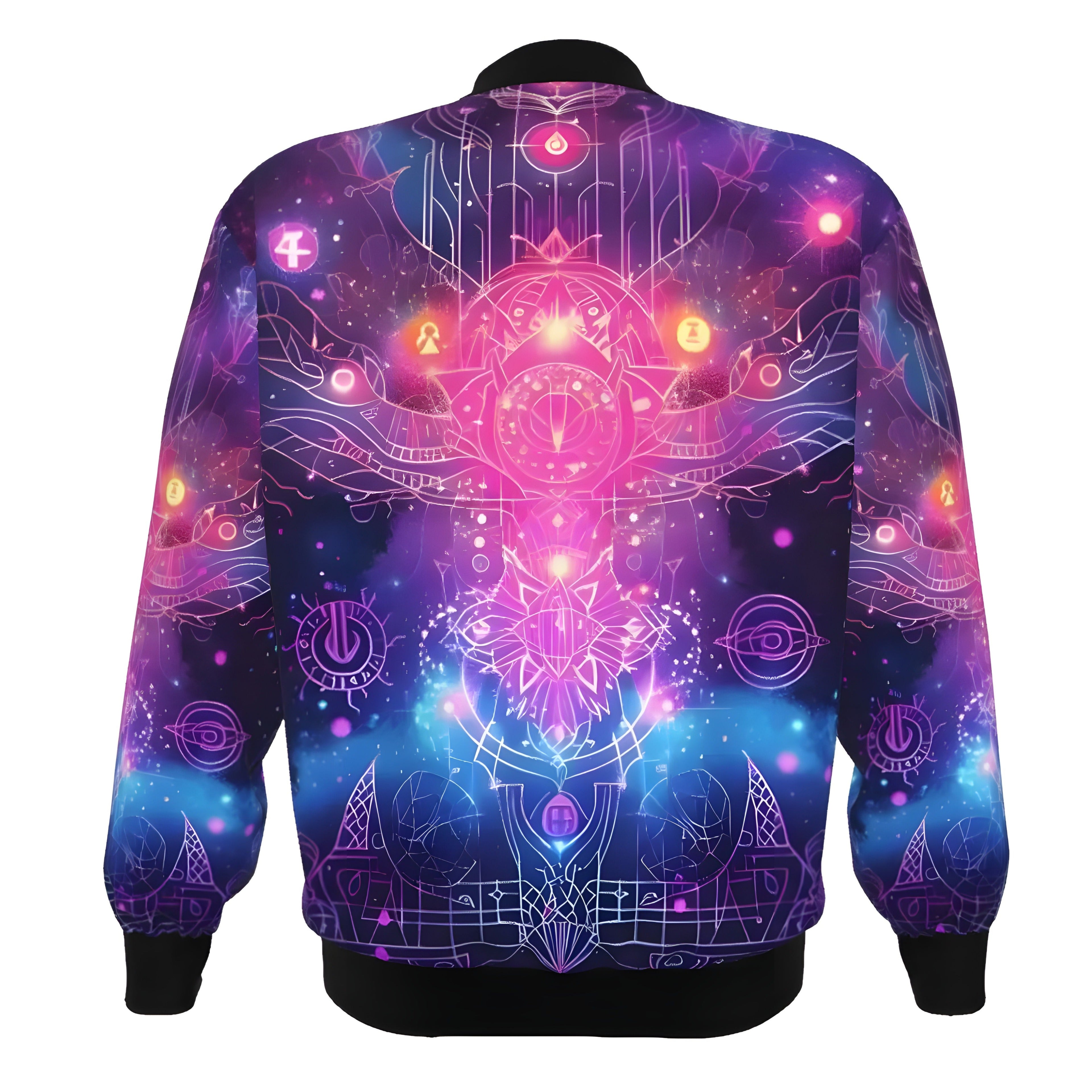 Cosmic Mysticism Bomber Jacket, Psychedelic Galaxy Graphic Design, Spiritual Streetwear, Unique Gift for Him or Her, Fantasy Bomber Jacket