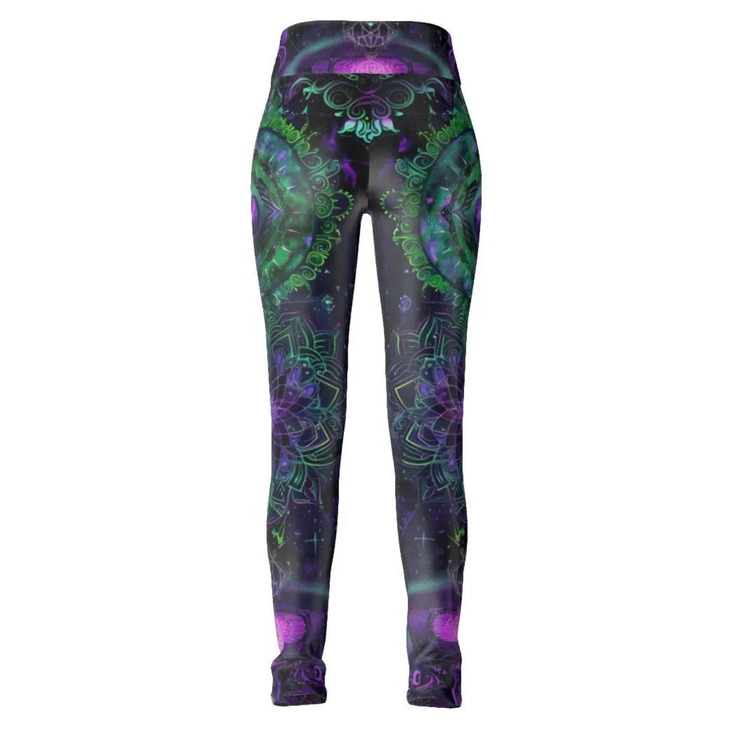 Mystic Aesthetic Leggings, Sacred Geometry Yoga Pants, Psychedelic Festival Clothing, Boho Spiritual Wear, Cosmic Art Activewear, Workout Fitness Leggings