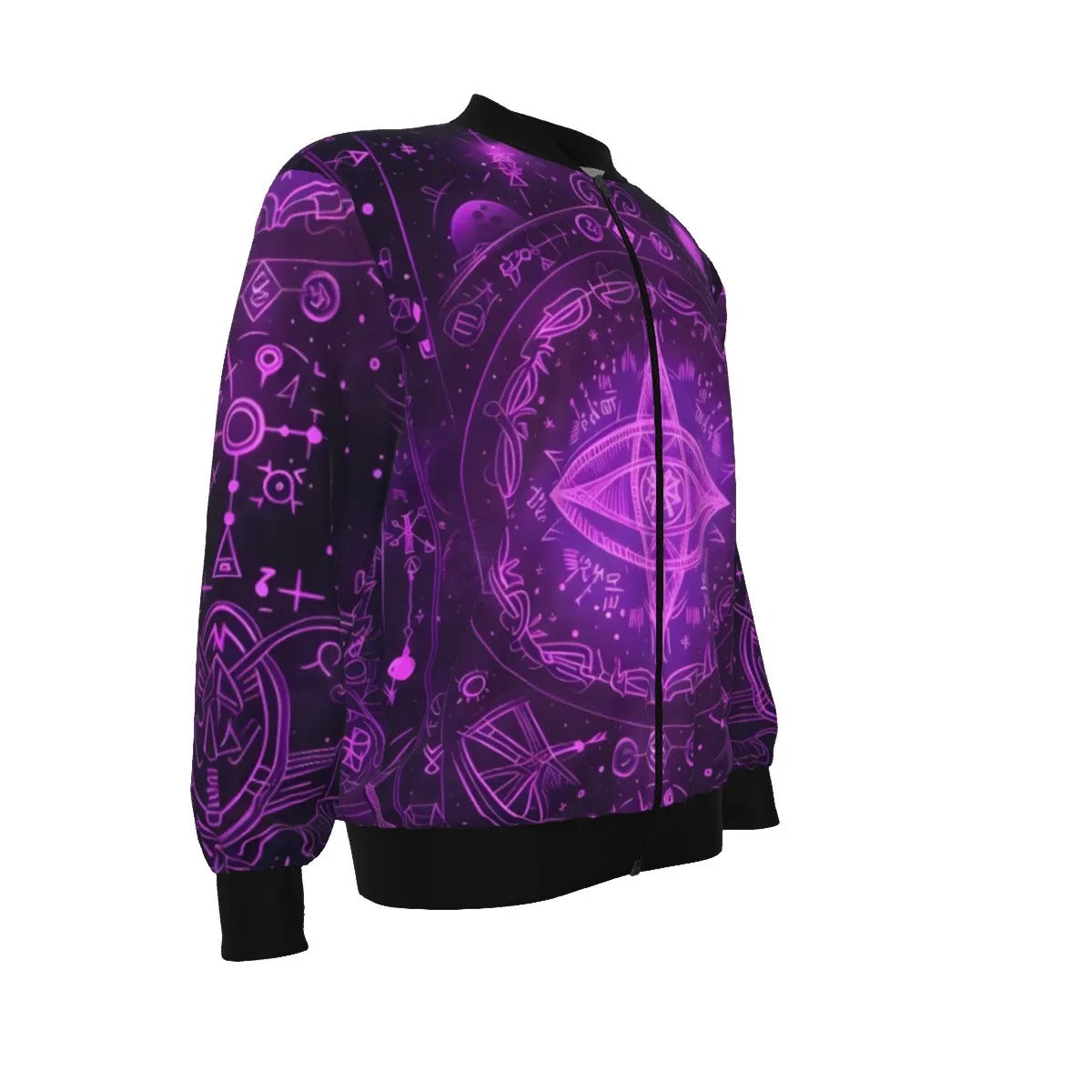 Mystical Fantasy Bomber Jacket, Cosmic Eye Graphic Design, Spiritual Streetwear, Sports Jacket, Psychedelic Fantasy Bomber