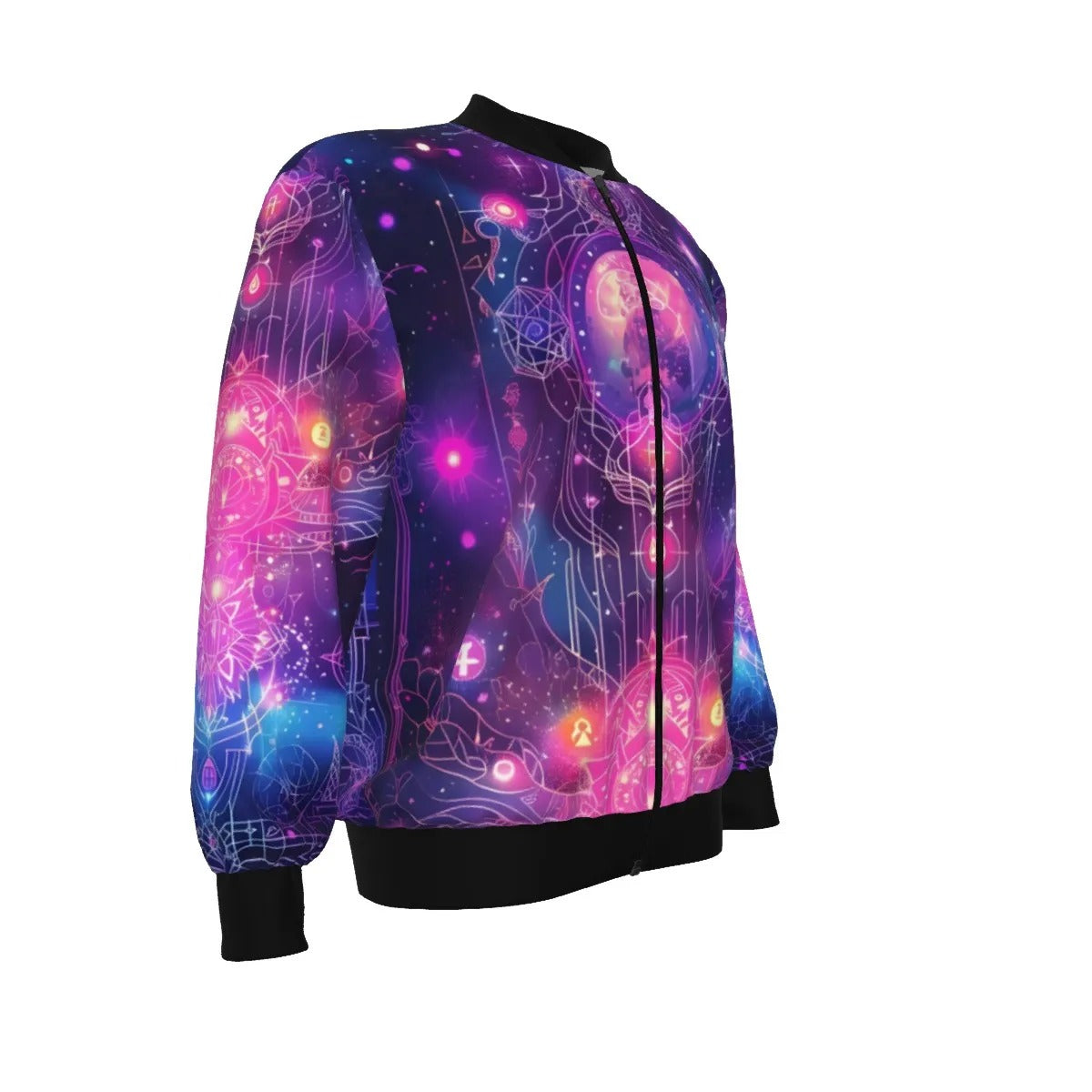 Cosmic Mysticism Bomber Jacket, Psychedelic Galaxy Graphic Design, Spiritual Streetwear, Unique Gift for Him or Her, Fantasy Bomber Jacket