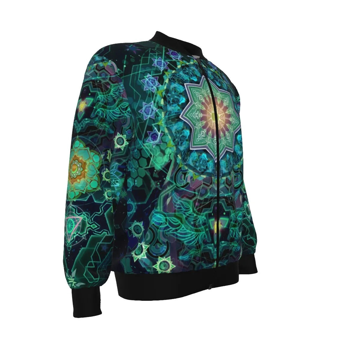 Yantric Geometry Bomber Jacket, Spiritual Design, Sacred Geometry Outerwear, Psychedelic Pattern Jacket, Boho Style Jacket for Men and Women