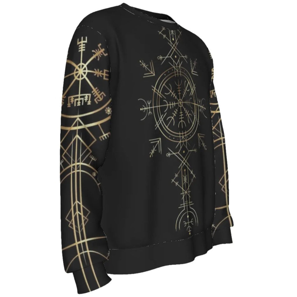 Viking Vegvisir Mysticism Sweater, Norse Compass Viking Pullover, Nordic Rune Knitwear, Viking Spiritual Fashion, Sacred Geometry Sweater