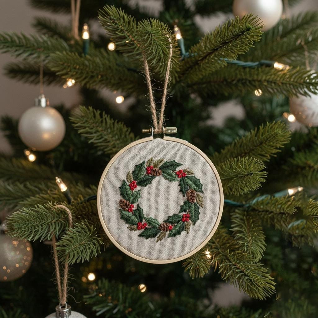 Personalized Letter Name Hand Embroidered Christmas Ornament, Custom Initial Christmas Ornaments, Tree Decor, Unique Christmas Gift