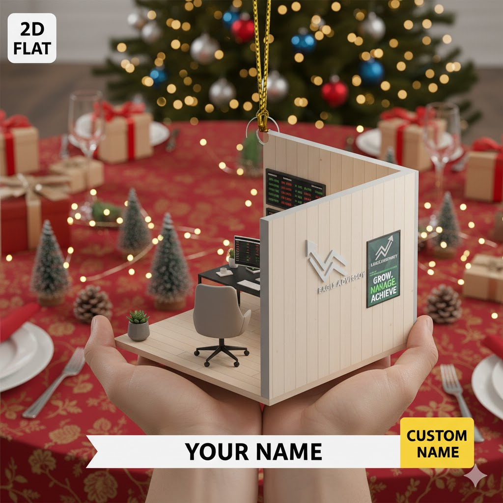 Personalized Trader Office Ornament, Custom Name Stock Market Christmas Decoration, Flat 2D Finance Gift for Investors