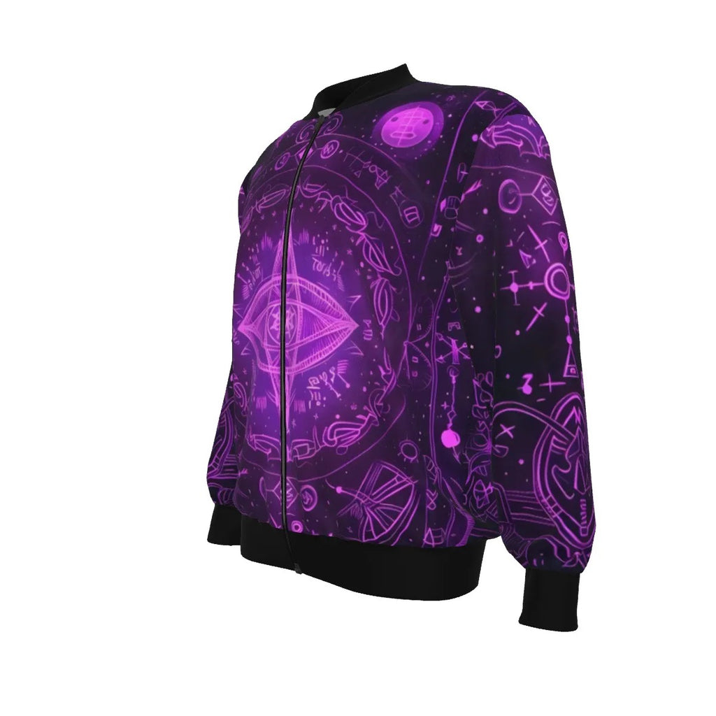 Mystical Fantasy Bomber Jacket, Cosmic Eye Graphic Design, Spiritual Streetwear, Sports Jacket, Psychedelic Fantasy Bomber