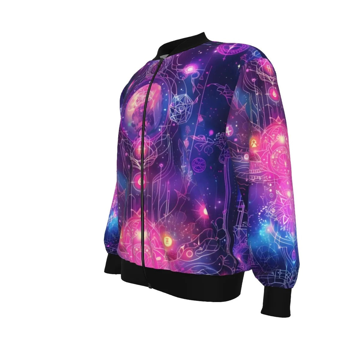 Cosmic Mysticism Bomber Jacket, Psychedelic Galaxy Graphic Design, Spiritual Streetwear, Unique Gift for Him or Her, Fantasy Bomber Jacket