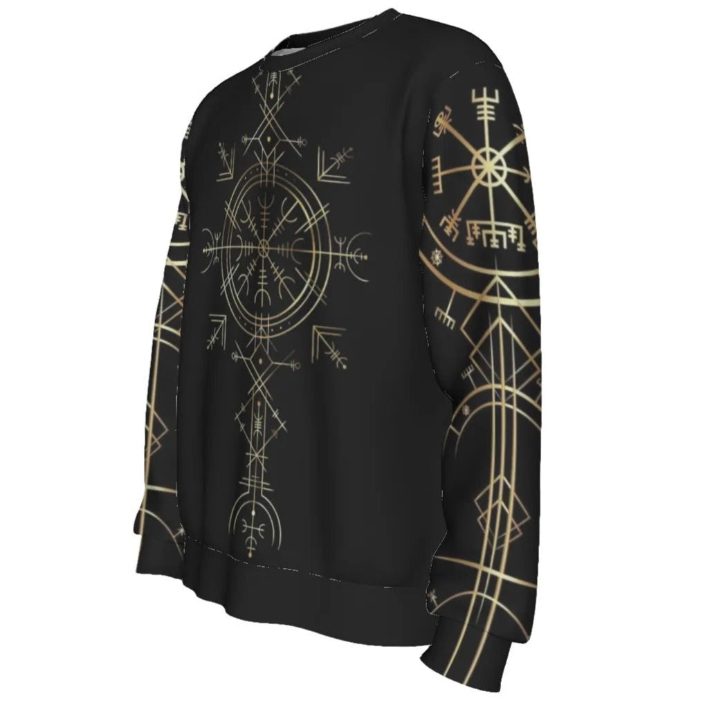 Viking Vegvisir Mysticism Sweater, Norse Compass Viking Pullover, Nordic Rune Knitwear, Viking Spiritual Fashion, Sacred Geometry Sweater