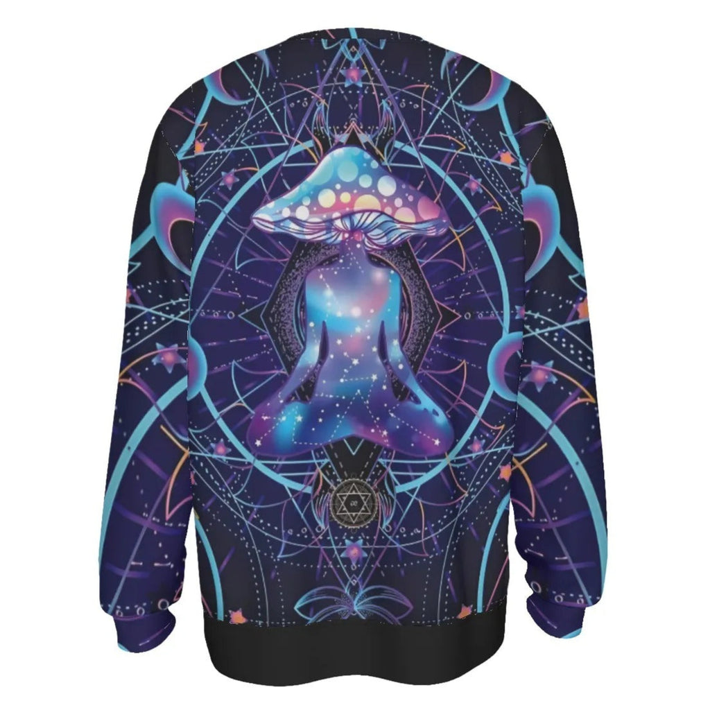 Mystic Mushroom Awakening Sweater, Psychedelic Spiritual Pullover, Cosmic Mushroom Knitwear, Visionary Art Festival Sweater, Boho Mystic Style