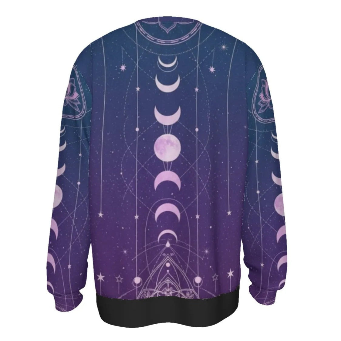 Mystic Lunar Mandala Sweater, Moon Phase Spiritual Pullover, Celestial Lotus Knitwear, Sacred Geometry Cosmic Sweater, Boho Mystic Style
