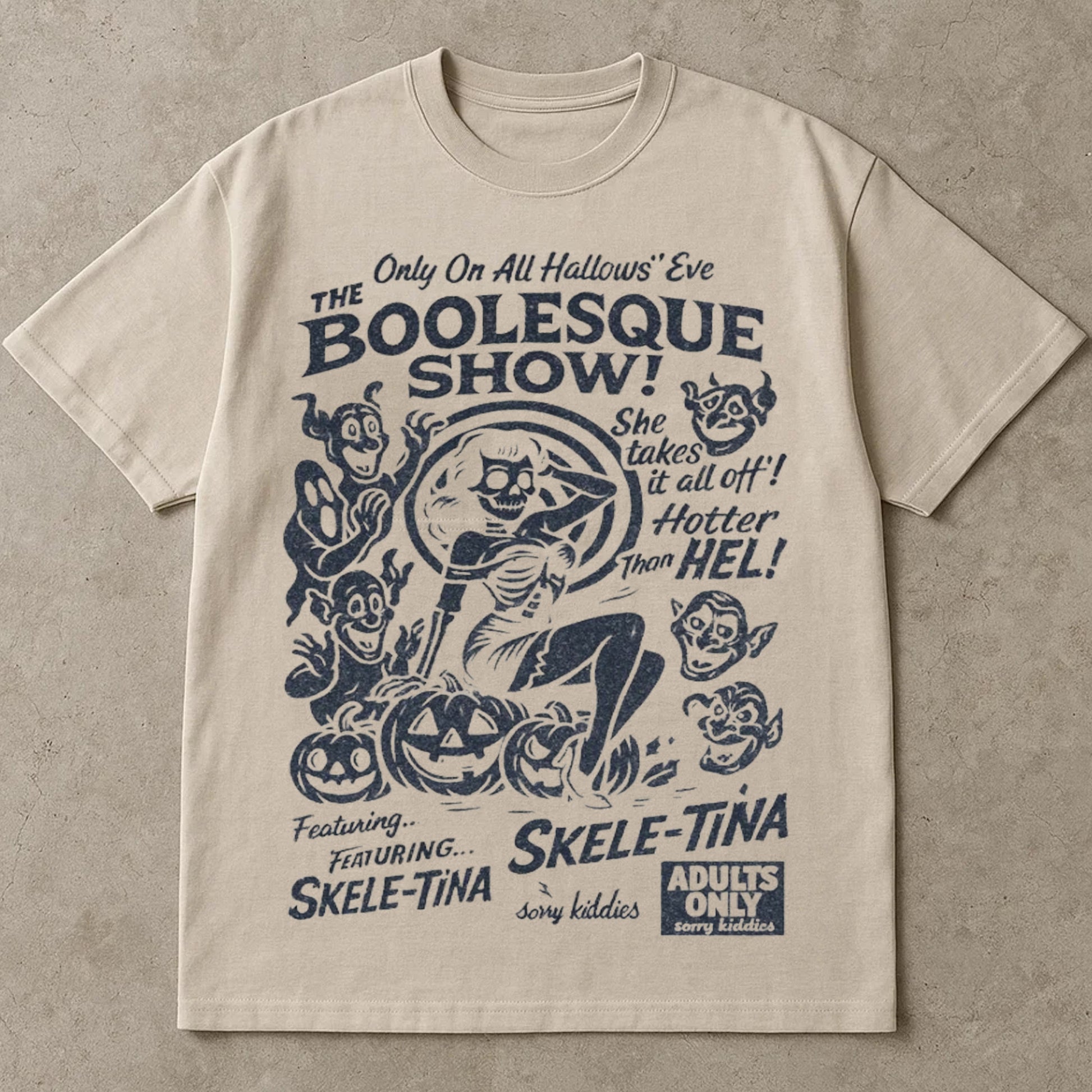 Booglesque Show T-Shirt, Retro Halloween Tee Shirts, Halloween Costume Ideas  Shirt, Funny Spooky Adults Only Graphic Top, All Hallows Eve Apparel