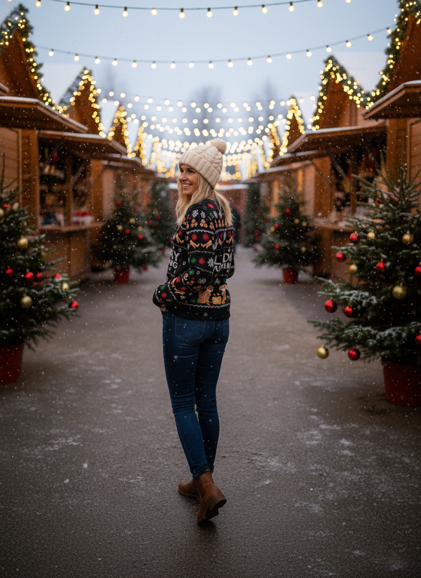 Holiday Seasoning Ugly Christmas Sweater, Funny Chipmunk Knit Pullover, Black Festive Winter Party Jumper for Women and Men